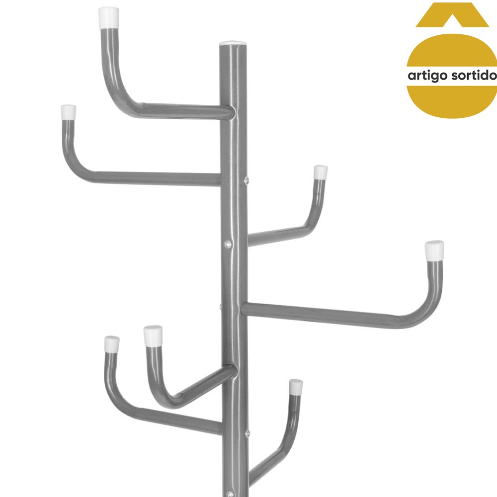 Cabide de p&eacute; cinza em metal