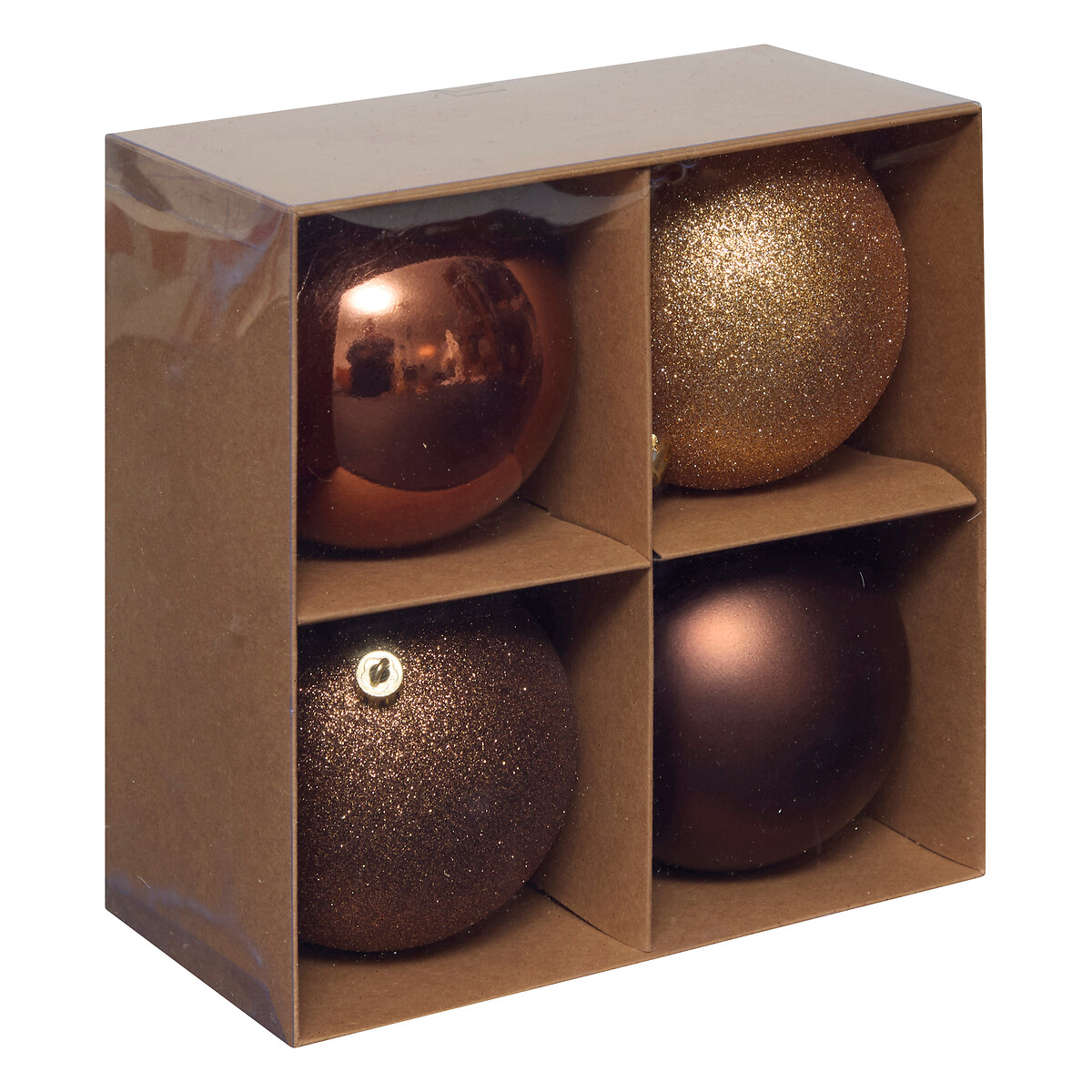 Conjunto 4 bolas de natal castanho 10cm