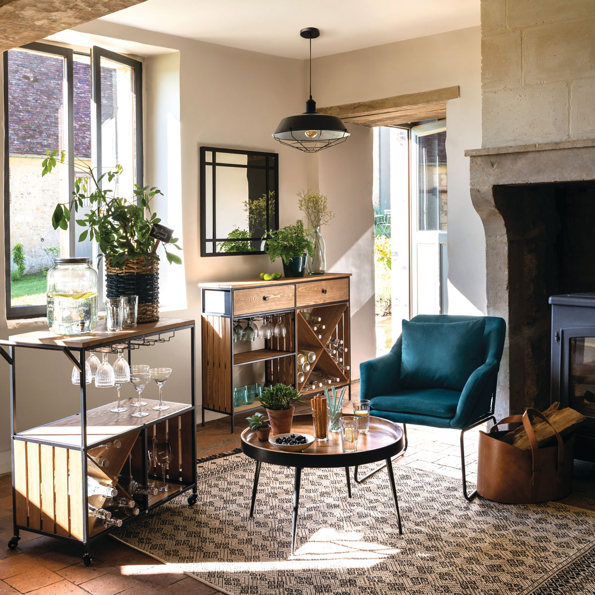 Mesa de apoio SIWAN castanha 70cm