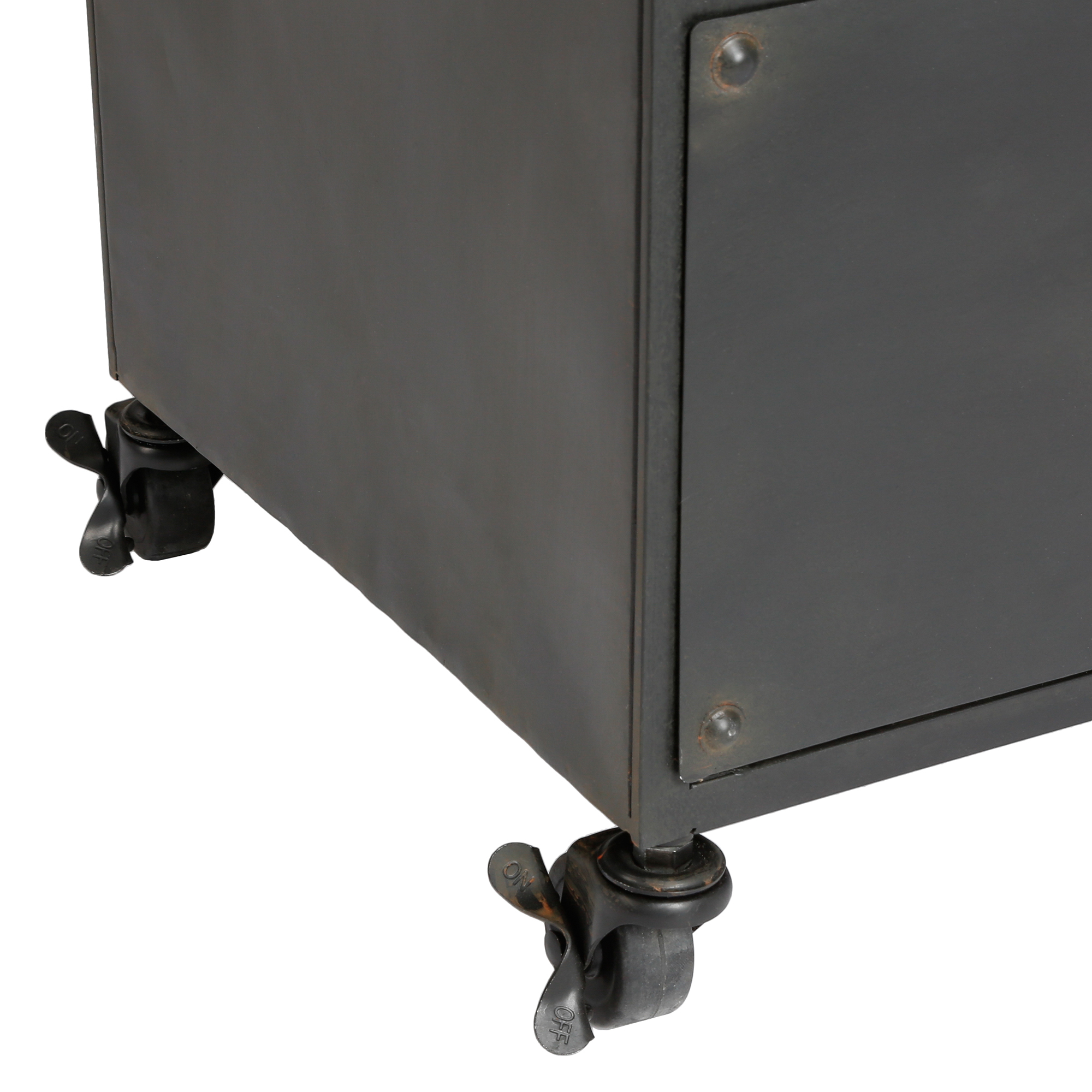 M&oacute;vel De Apoio Preto Com 9 Gavetas Em Metal Torof