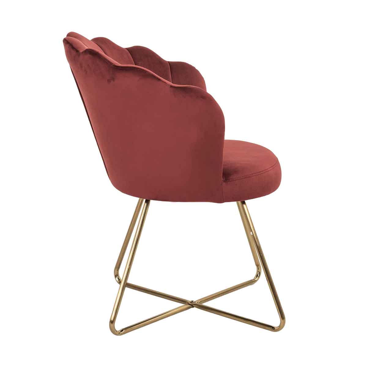 Poltrona BLOOM veludo bordeaux com pernas douradas