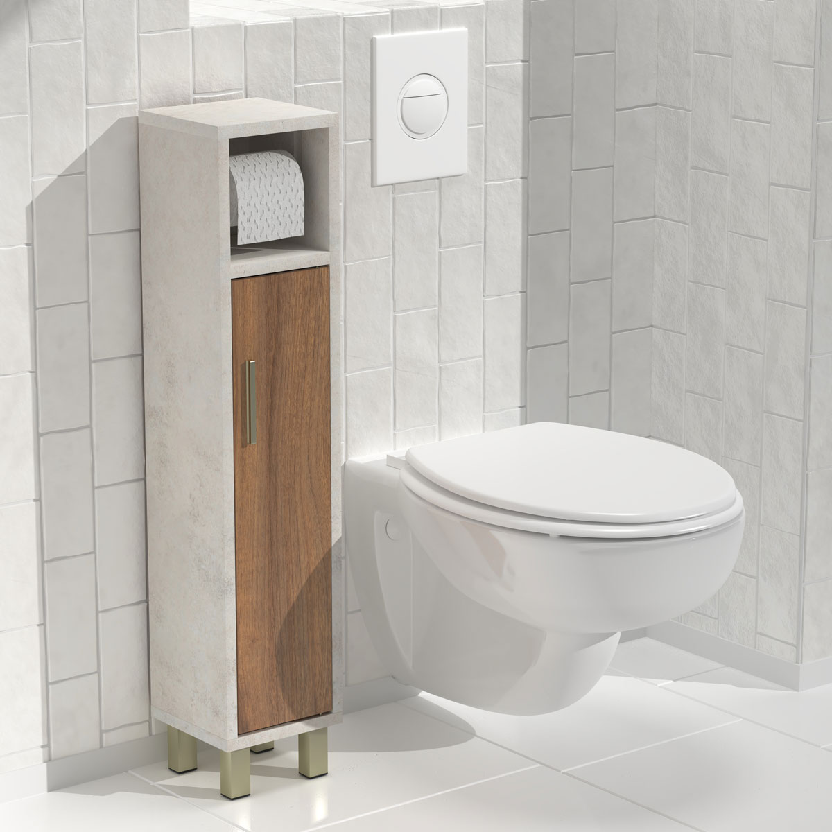 M&oacute;vel porta rolos C&Ocirc;ME com porta castanho