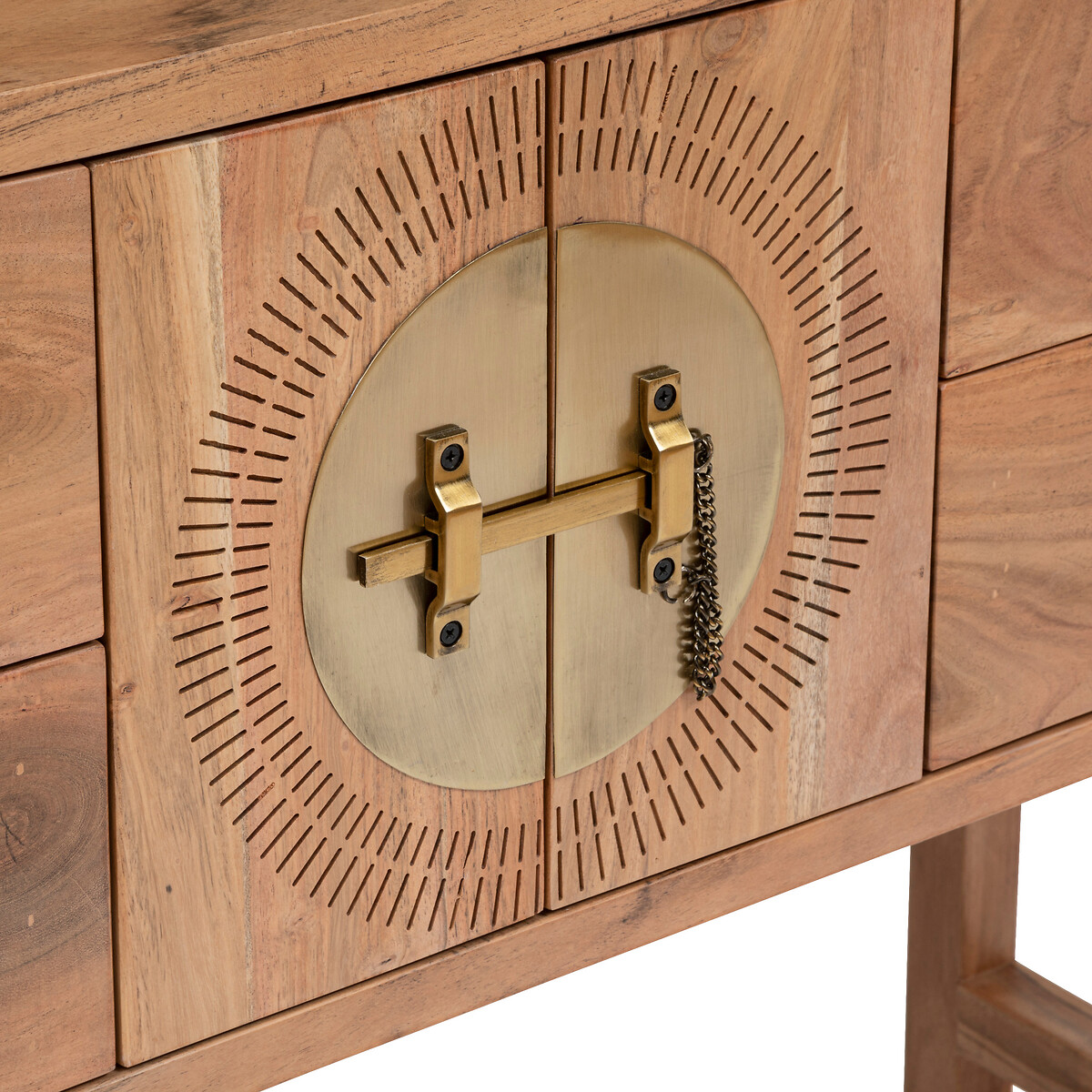 Consola JILING com 4 gavetas e 2 portas em madeira acácia