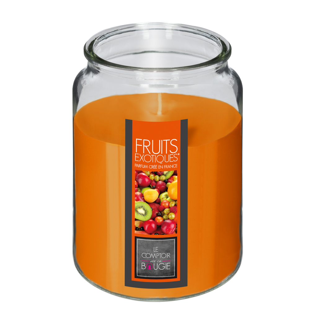 Vela perfumada frutos exóticos em jarro de vidro