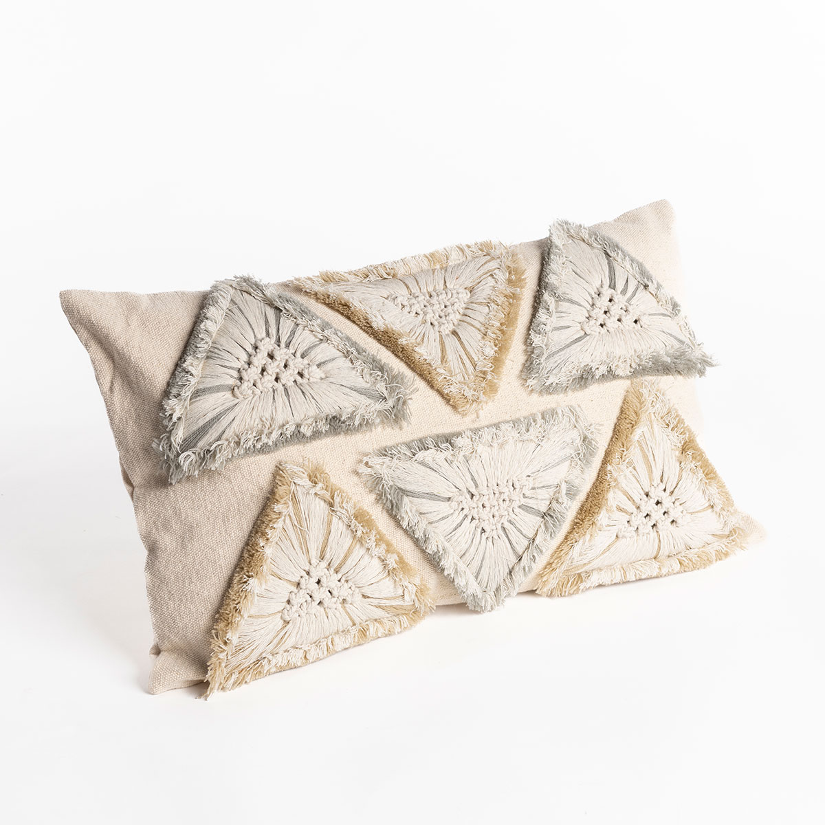 Almofada OAXACA bege com tri&acirc;ngulos 30x50cm