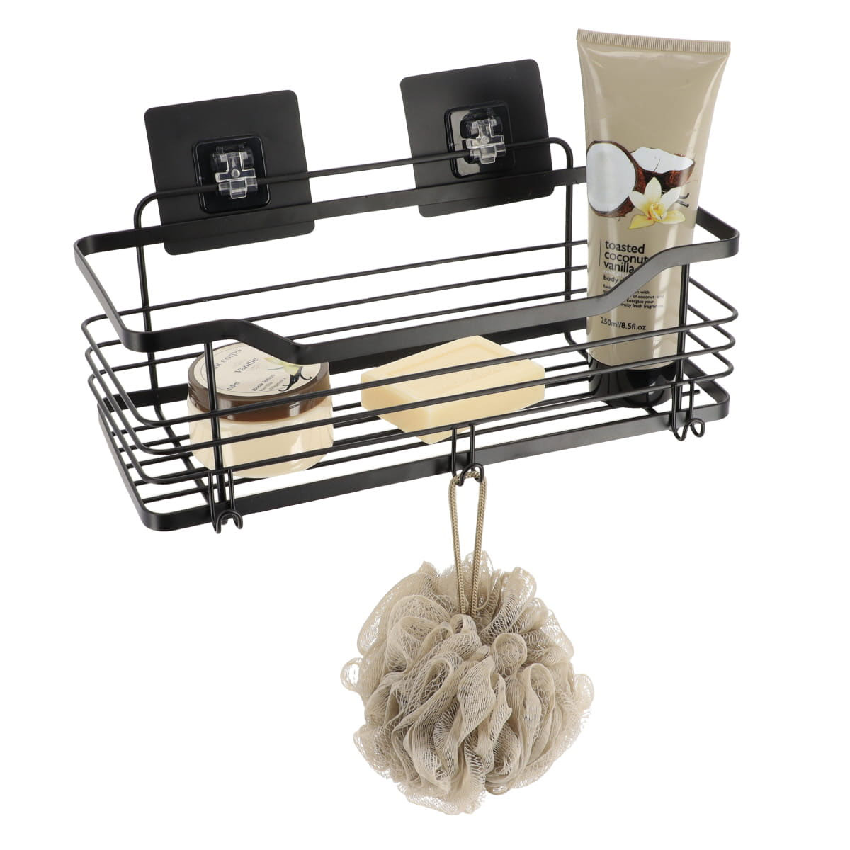 Prateleira wc preto em metal com adesivo