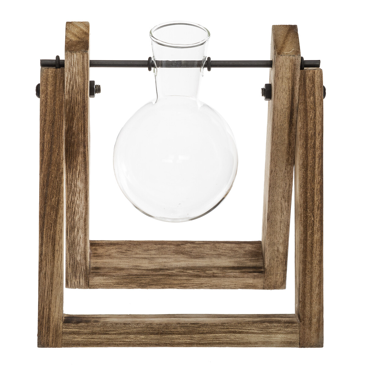 Jarra de vidro com suporte em madeira