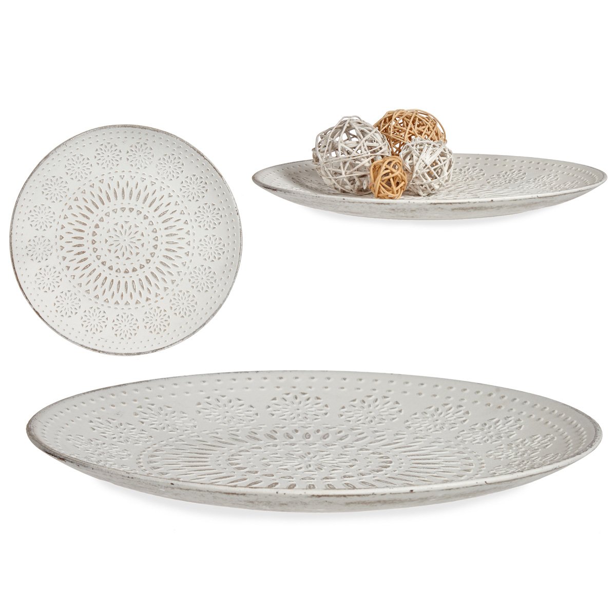 Centro de mesa redondo branco