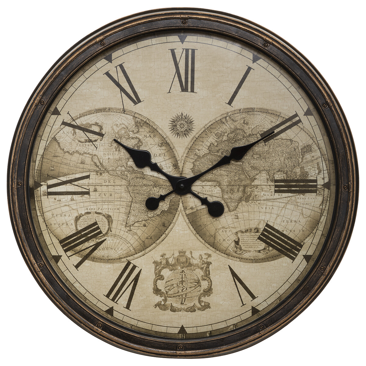 Relógio de parede decoração mundo 51cm,  Relógio de parede decoração mundo 51cm