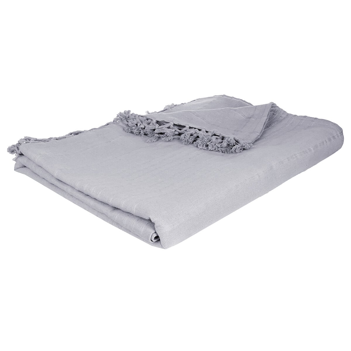 Manta franjas cinza claro 230x250cm