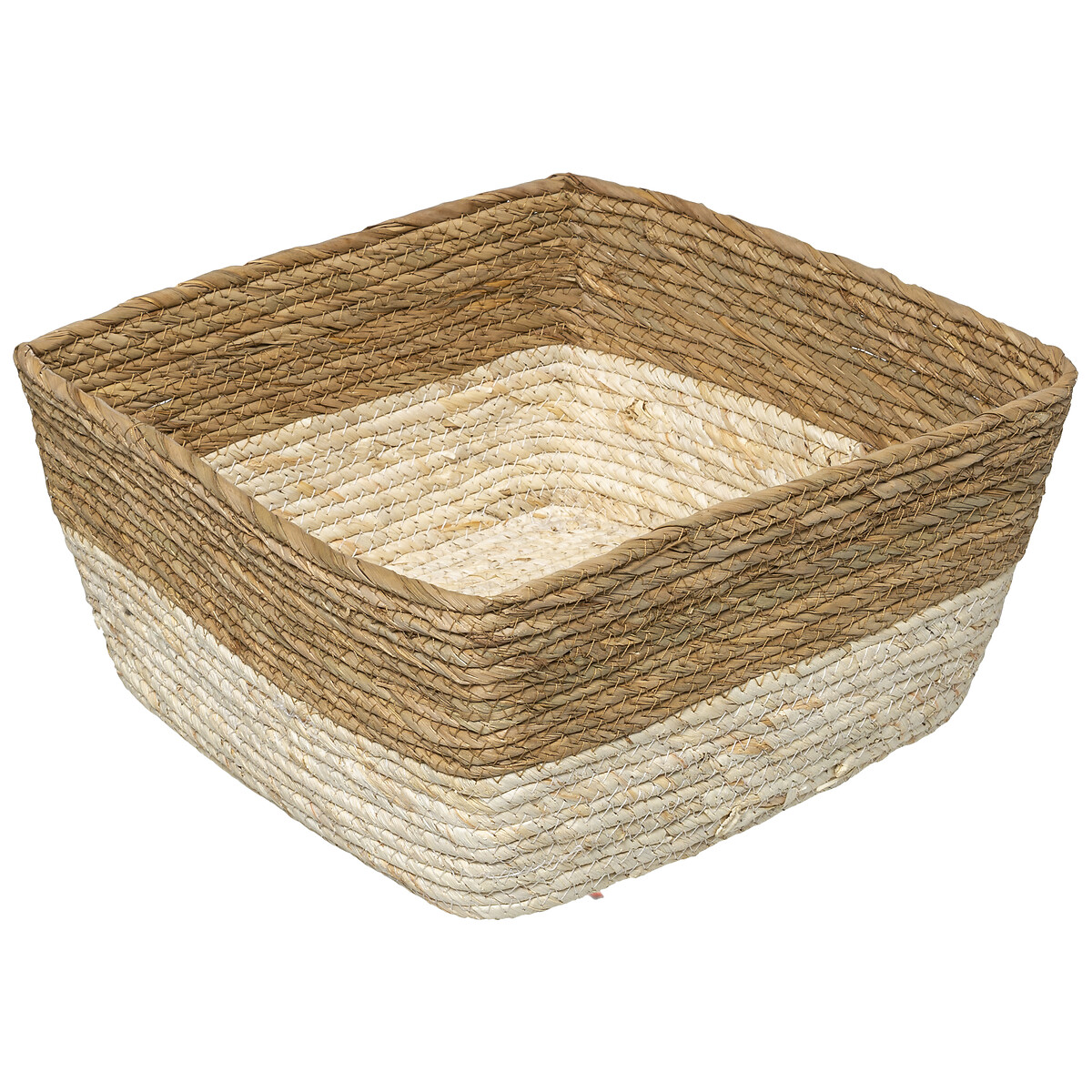 Cesto de arruma&ccedil;&atilde;o em palha bege 15x31cm