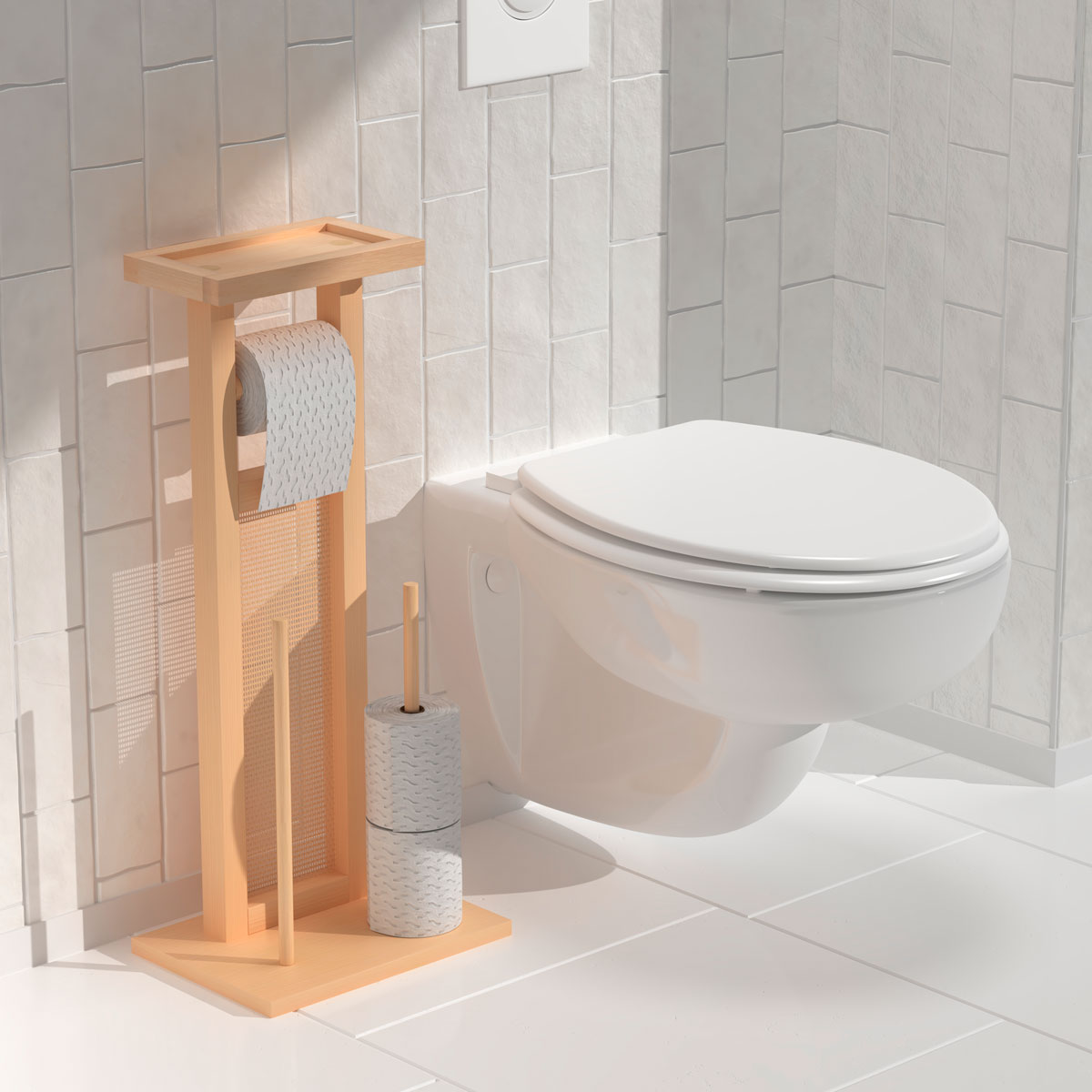 Porta rolos wc CANE com reserva bege