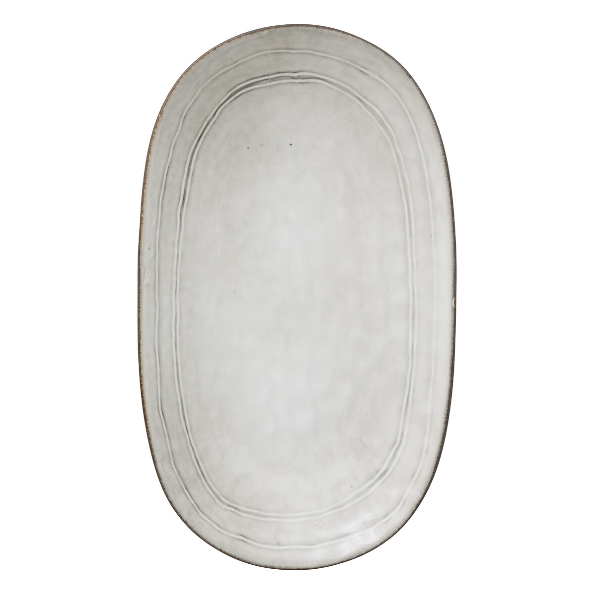 Travessa oval FLOWER cinza 18x30cm