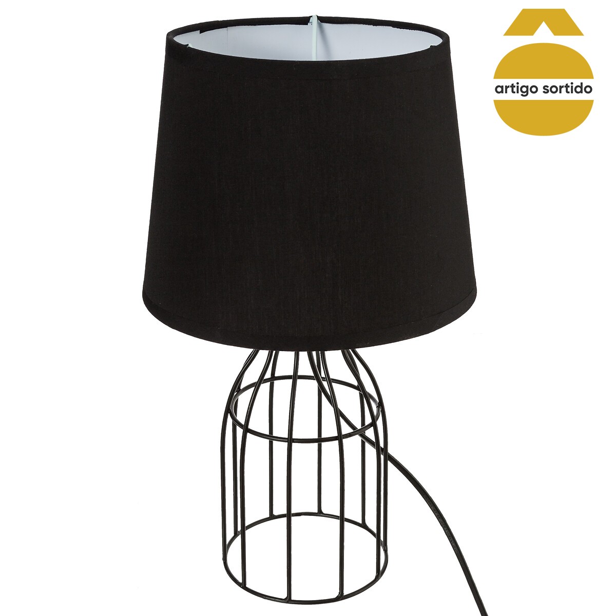 Candeeiro de mesa moca preto com base em metal