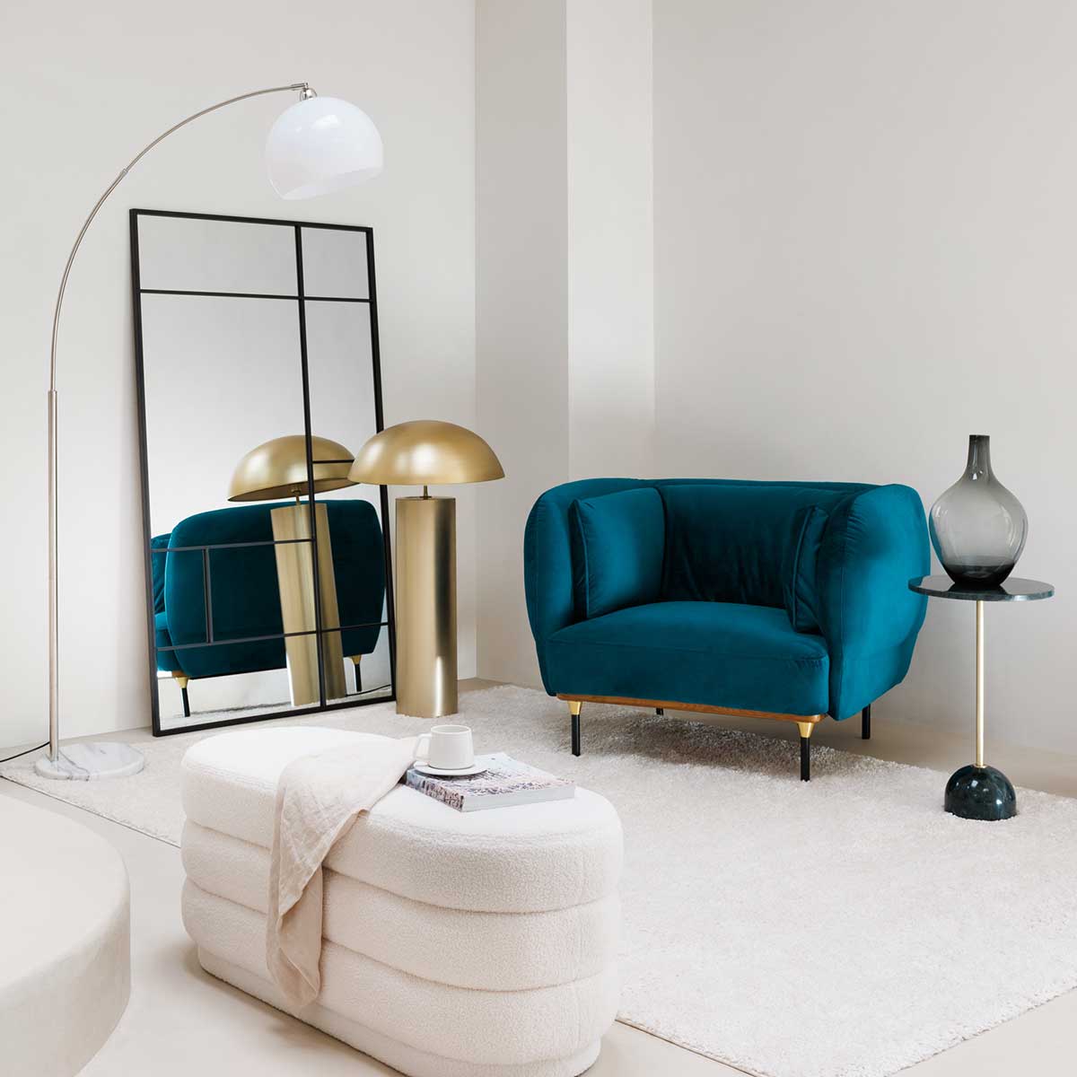 Espelho de parede macha preto em vidro