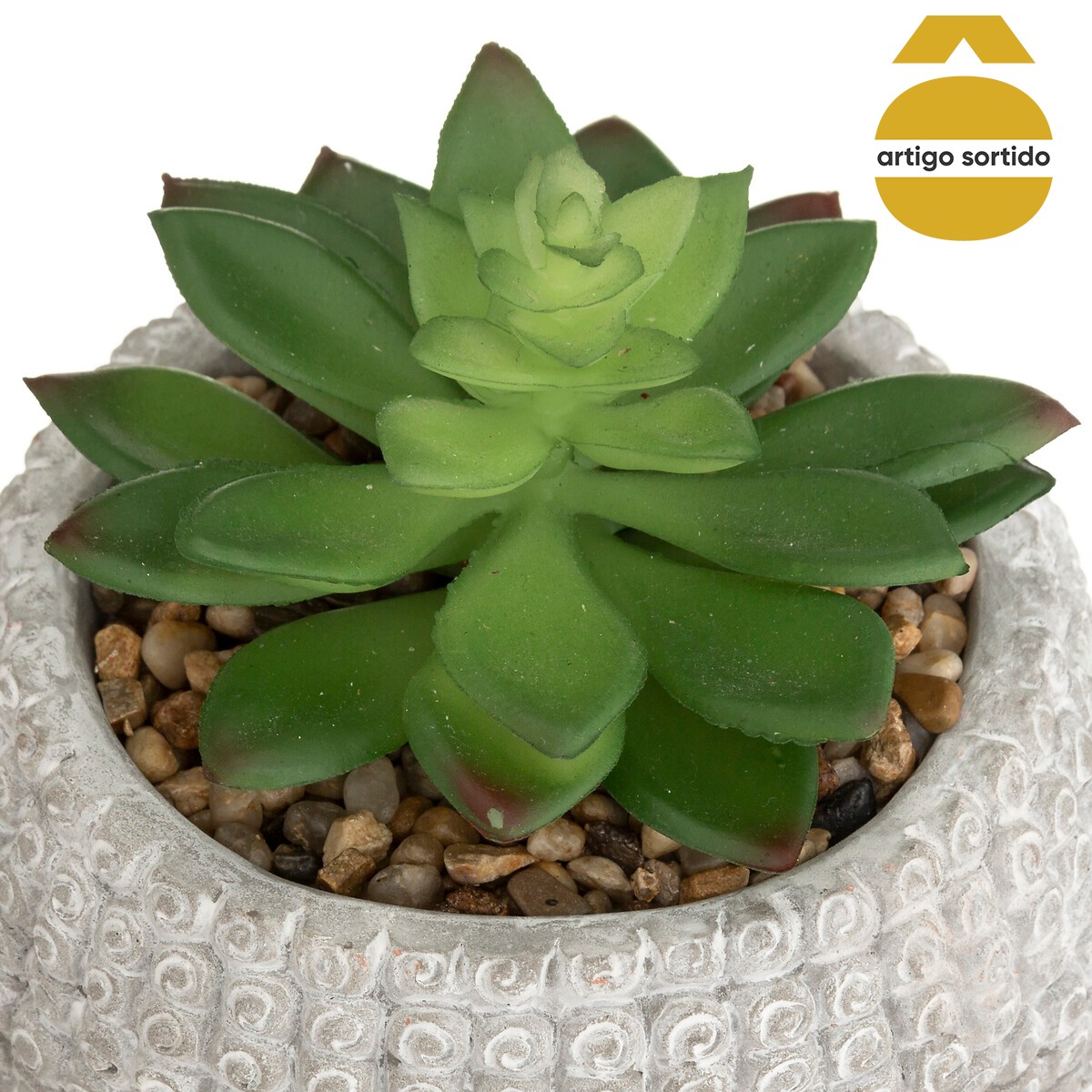 Vaso buda com planta artificial 13,5cm,  Vaso buda com planta artificial 13,5cm