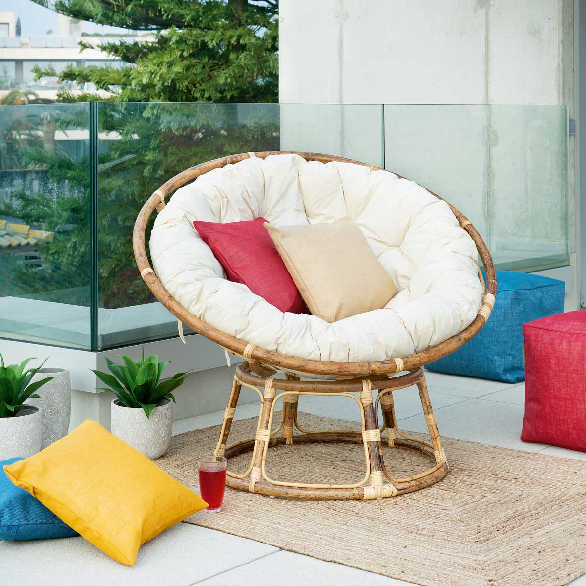 Poltrona papasan natural em bambu