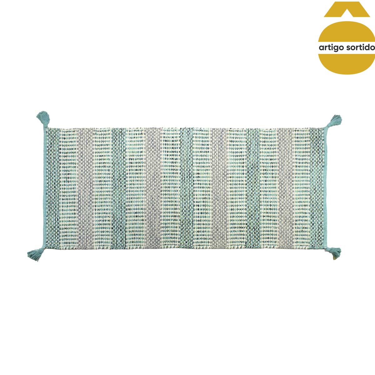 Tapete em algod&atilde;o com pompons 60x150cm