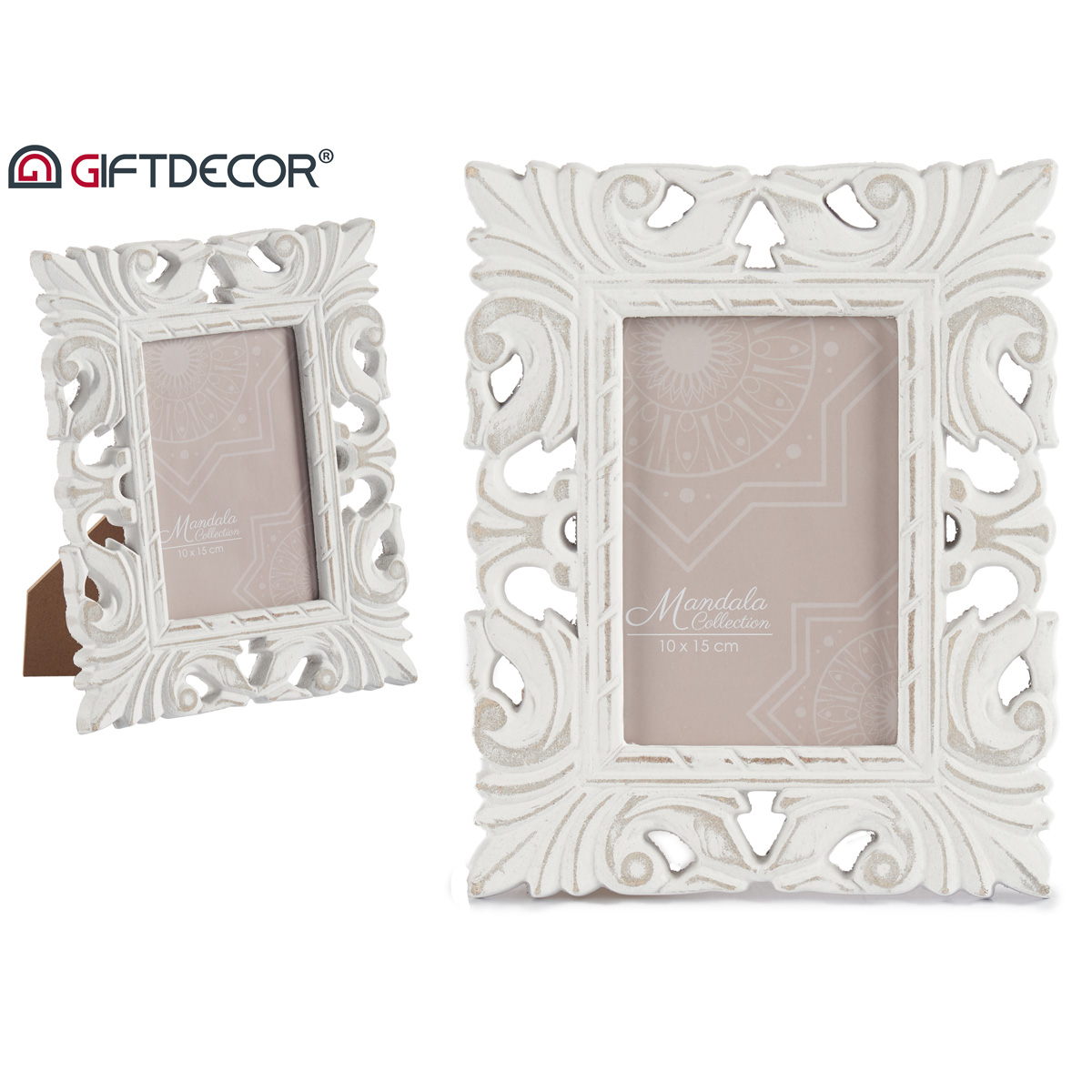 Moldura perfurada branca 22,5x18,5cm