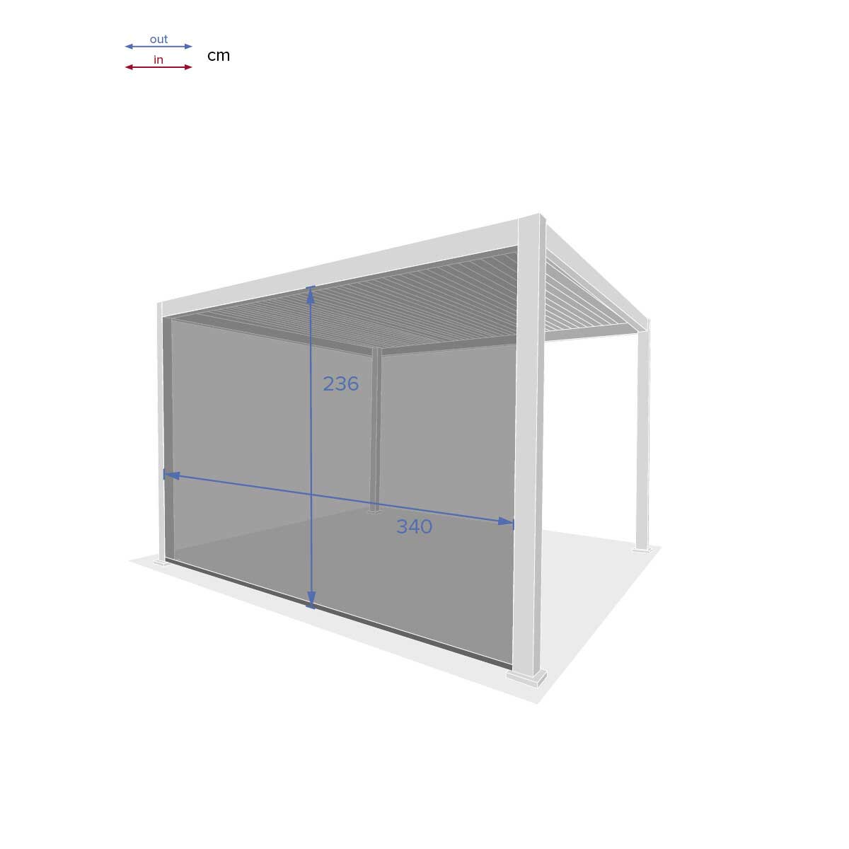 Estore para p&eacute;rgola &Eacute;VORA cinza graphite 3,6x3,6m