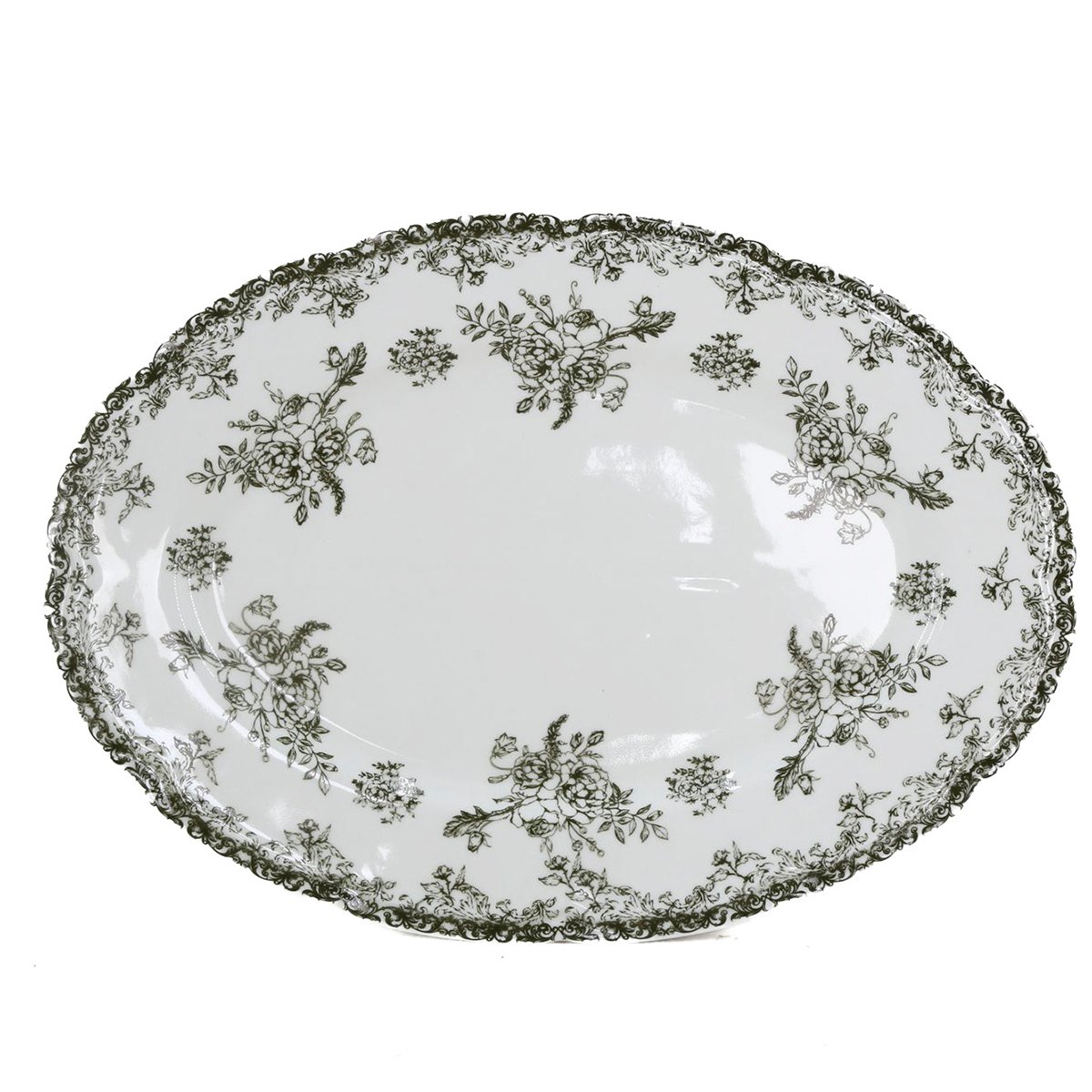 Travessa oval FLORA verde 34,7cm