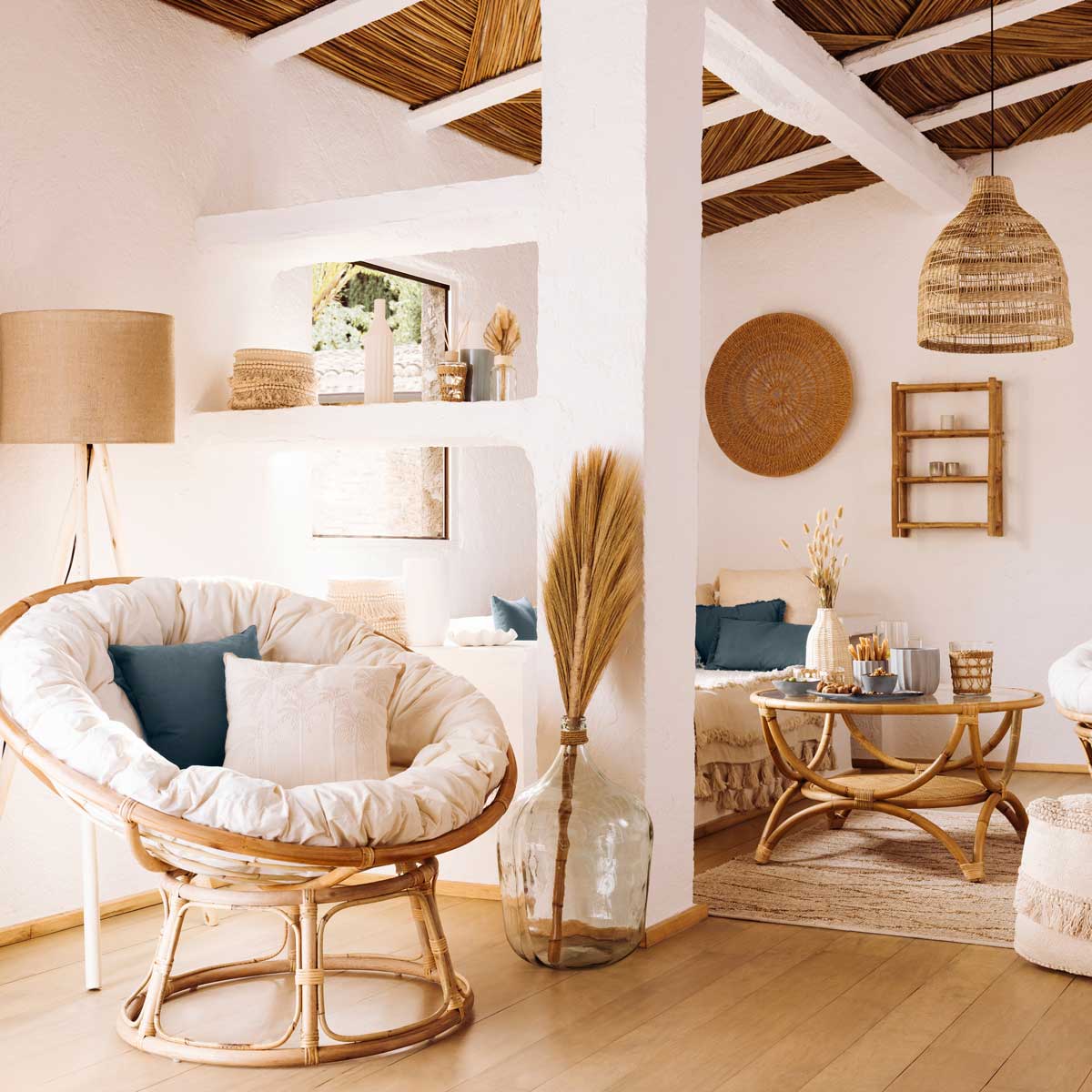 Poltrona papasan natural em bambu