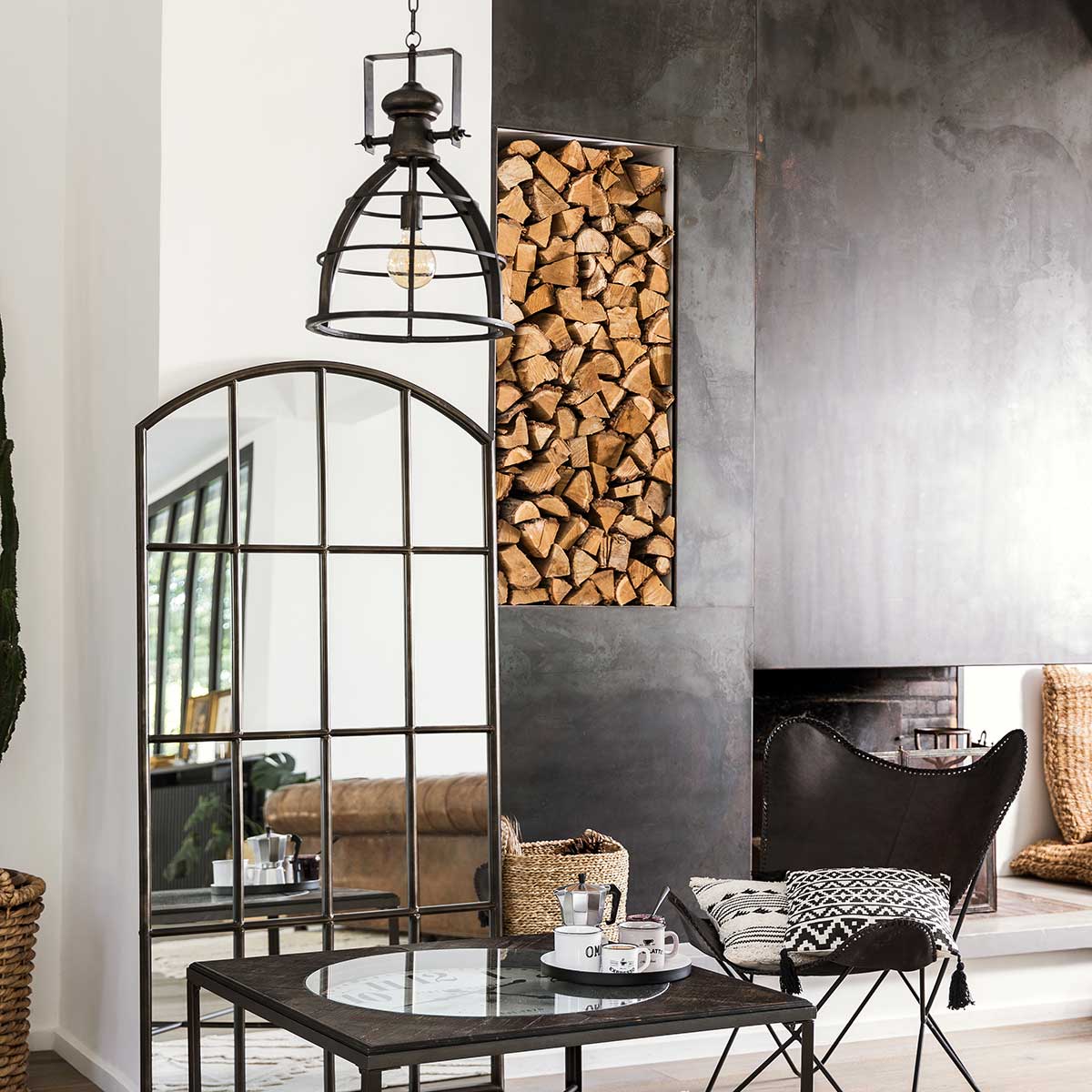 Candeeiro de teto niko em metal preto