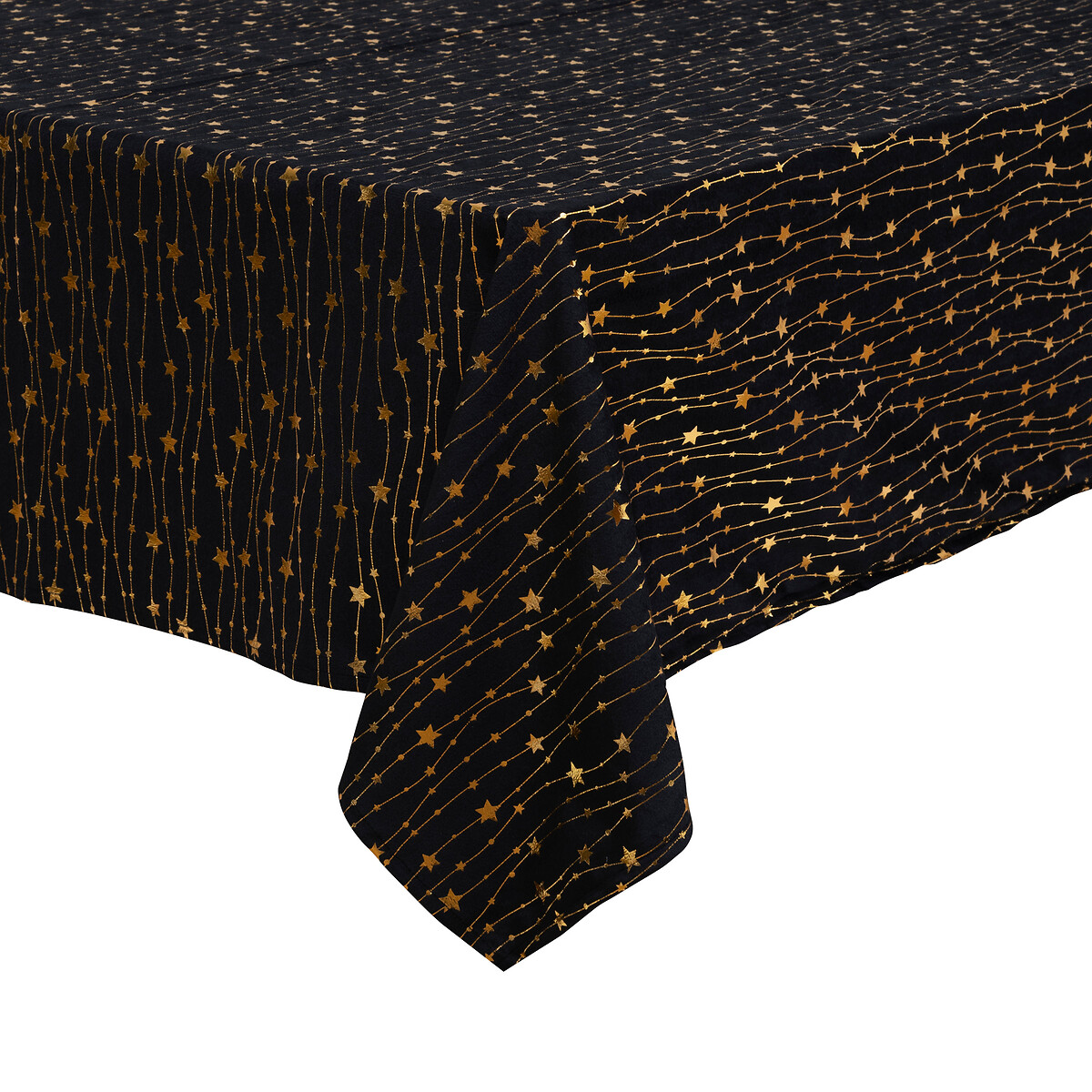 Toalha de mesa com estrelas preta em veludo 140x360cm