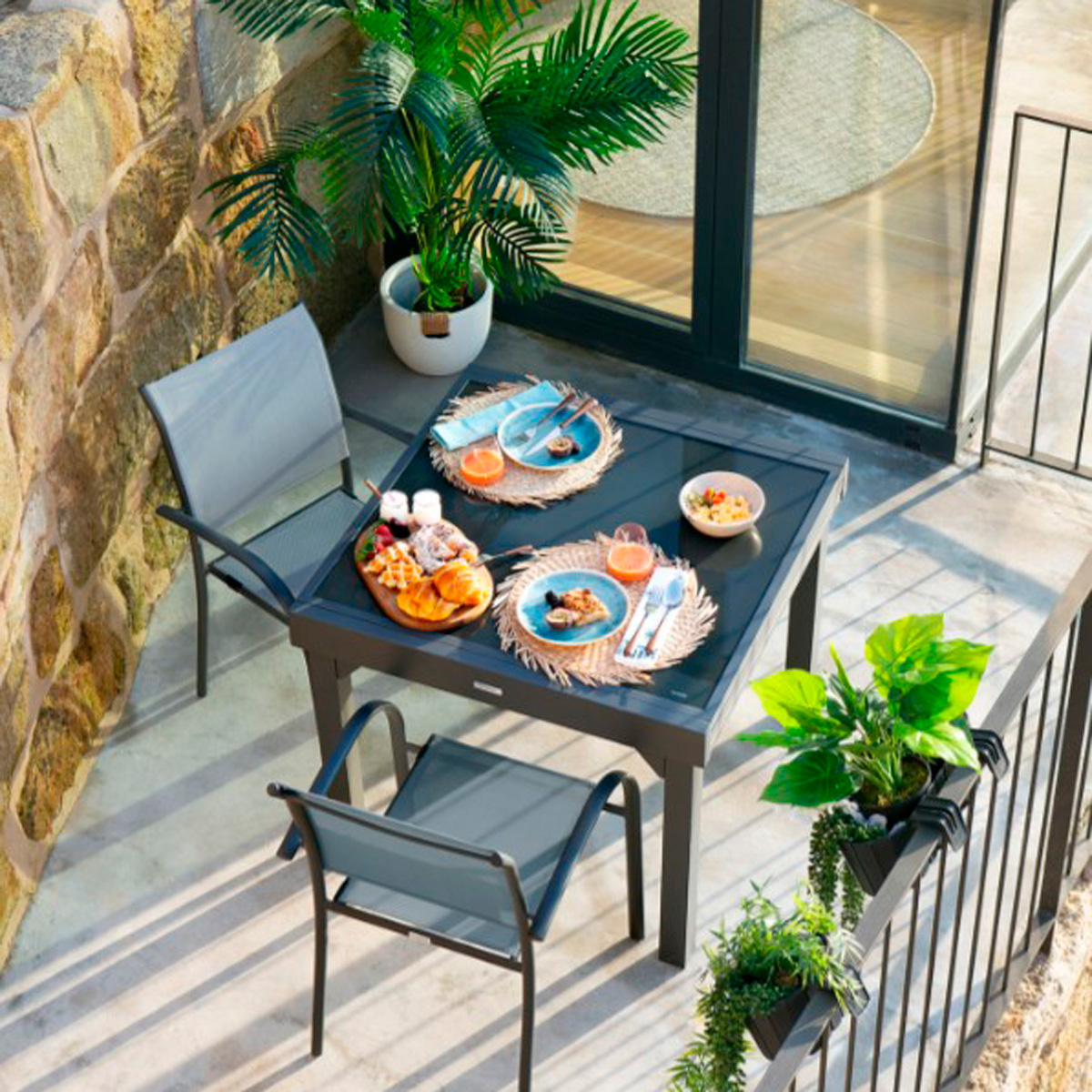 Mesa extens&iacute;vel PIAZZA cinza graphite 90-180cm