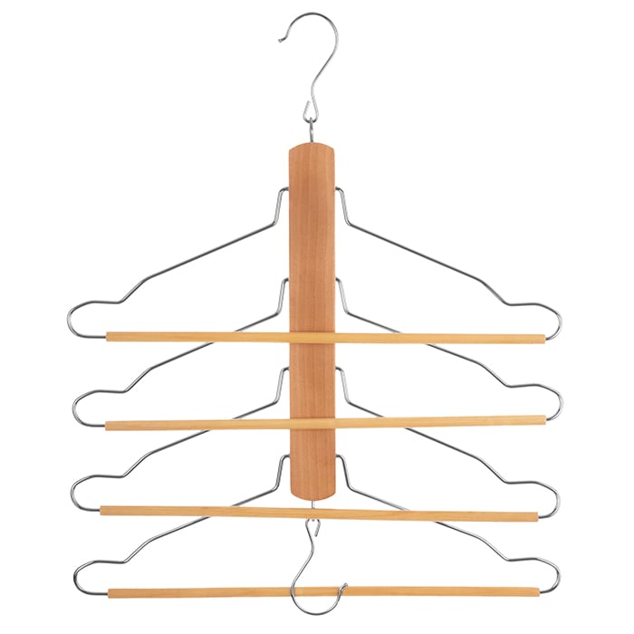 Cabide em madeira para 4 camisas e cal&ccedil;as