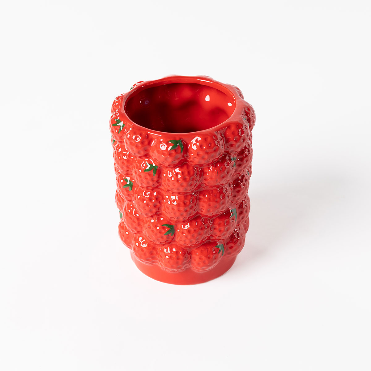 Jarra morangos em cer&acirc;mica 16cm