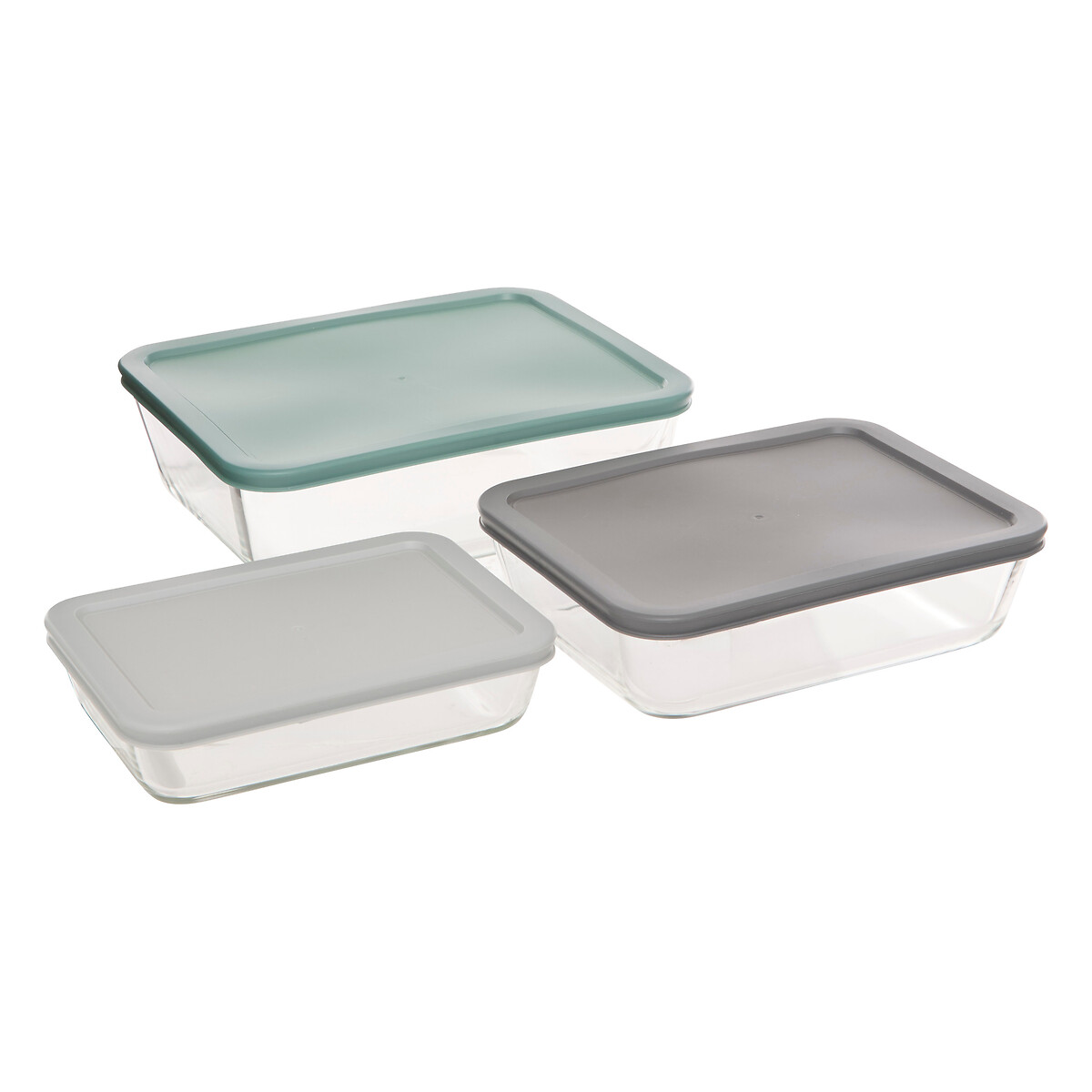 Conjunto de 3 caixas herm&eacute;ticas de vidro