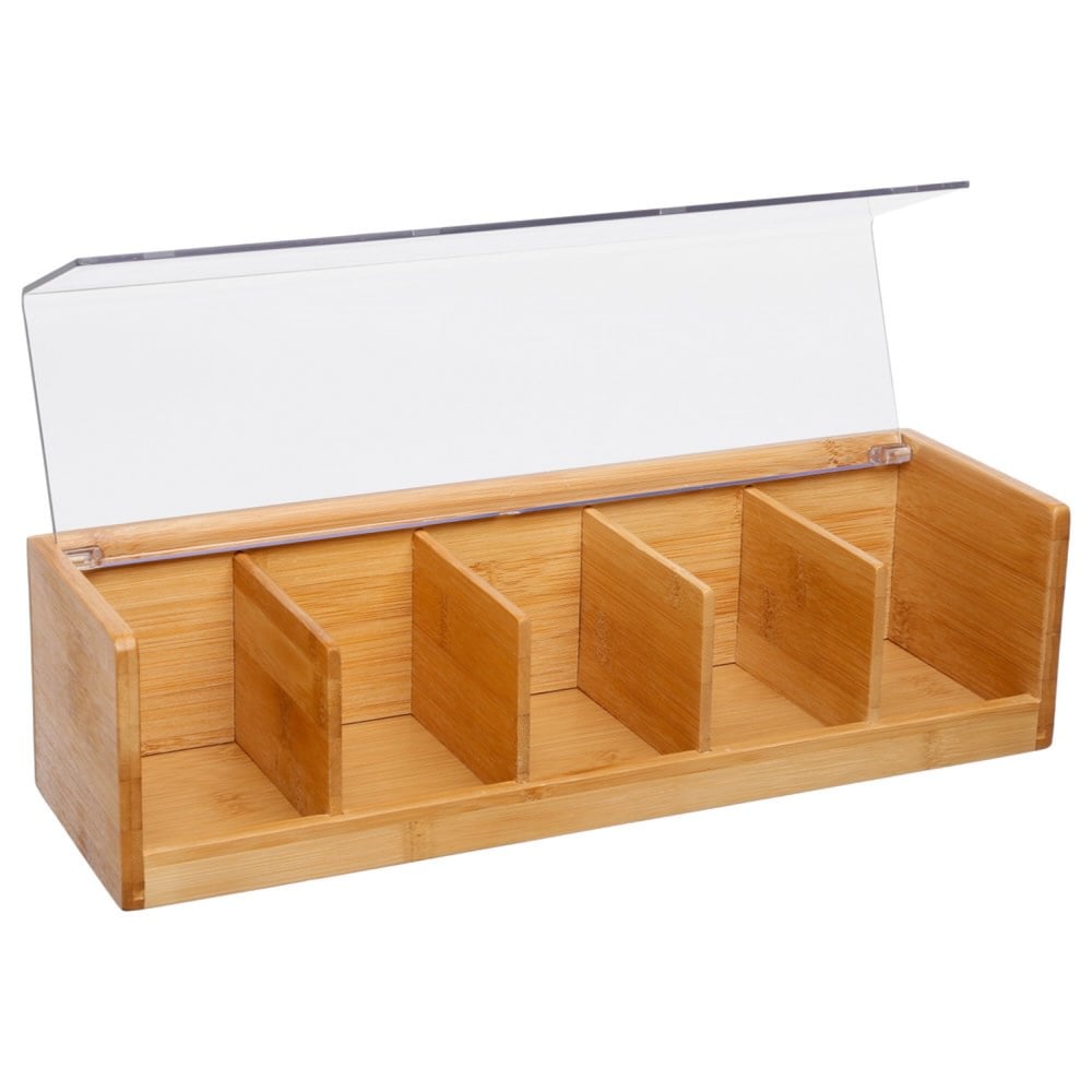 Caixa para chá em bambu com 5 divisórias