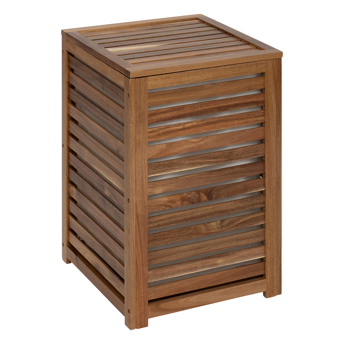 Cesto de roupa wc em madeira ac&aacute;cia 65l