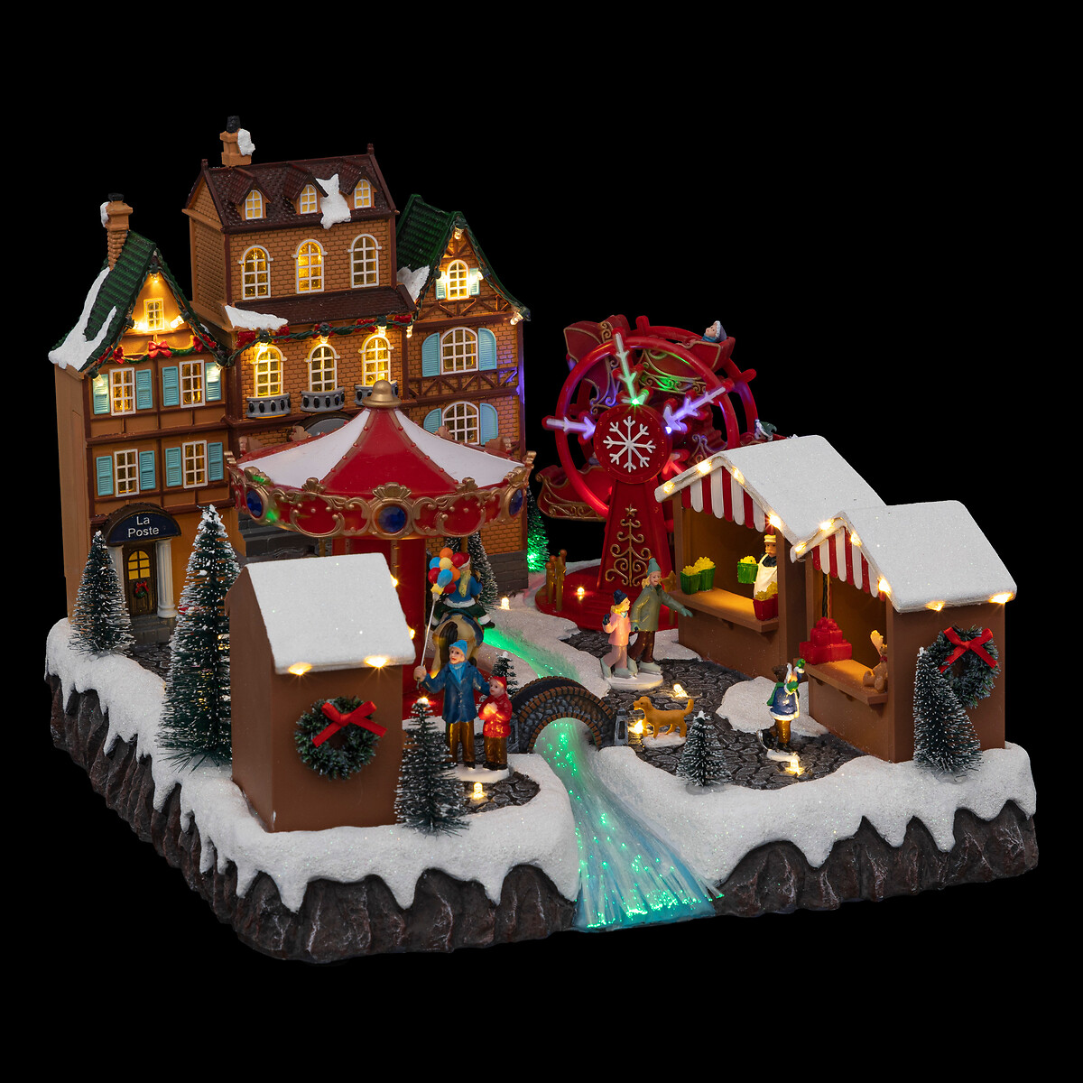 Aldeia feirinha de natal com m&uacute;sica e movimento 56 leds