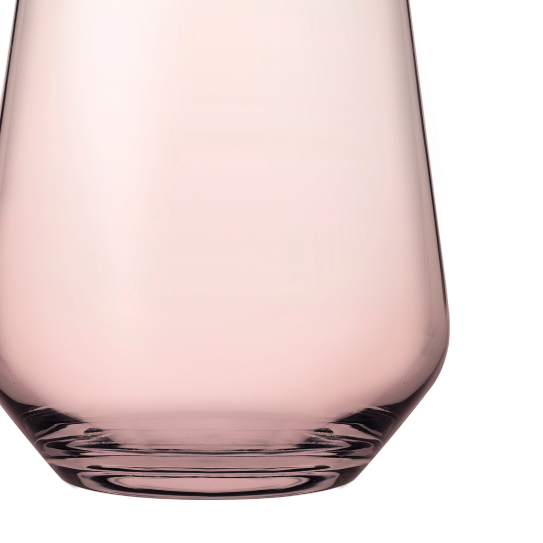 Copo de vidro sem p&eacute; rosa