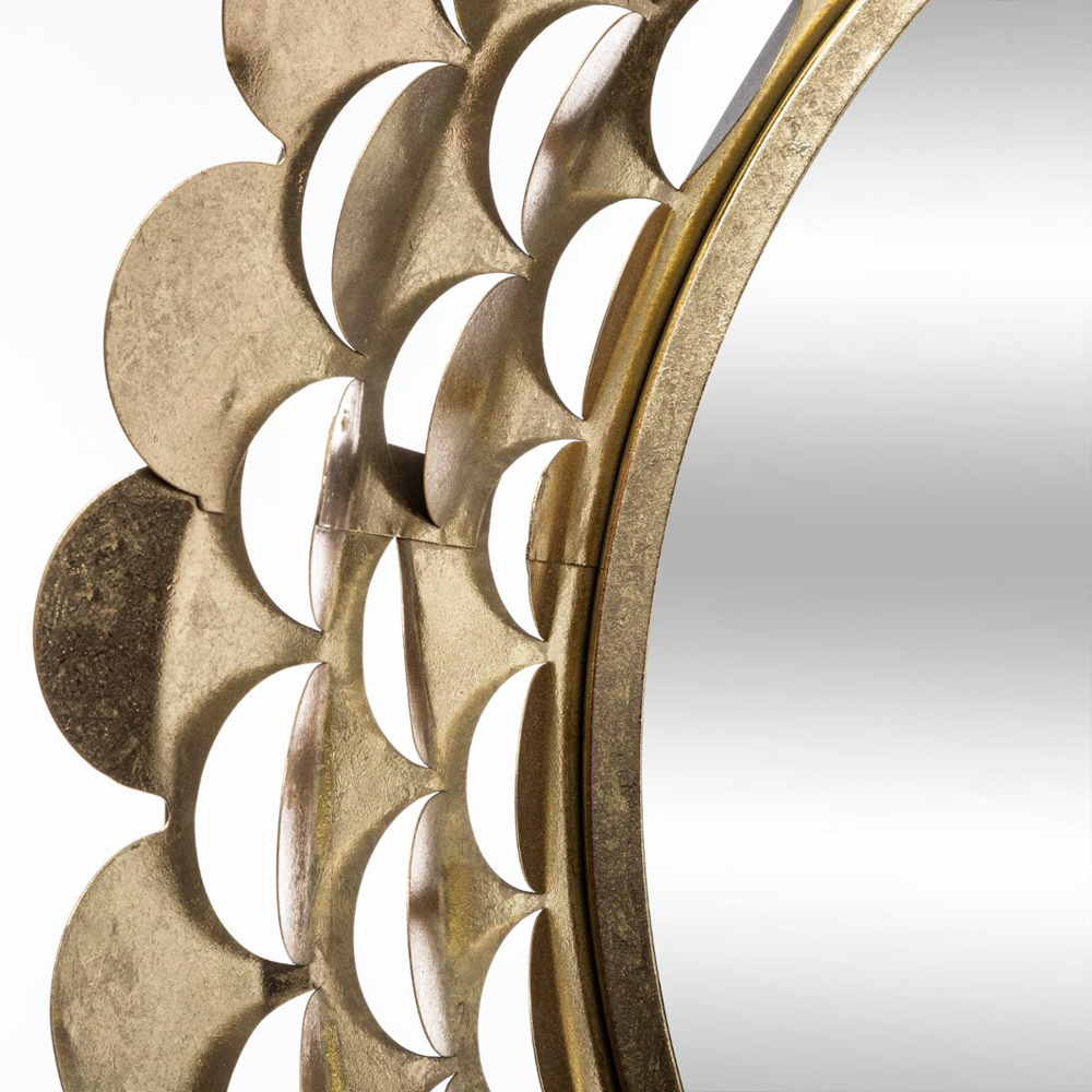 Espelho de parede flor em metal dourado