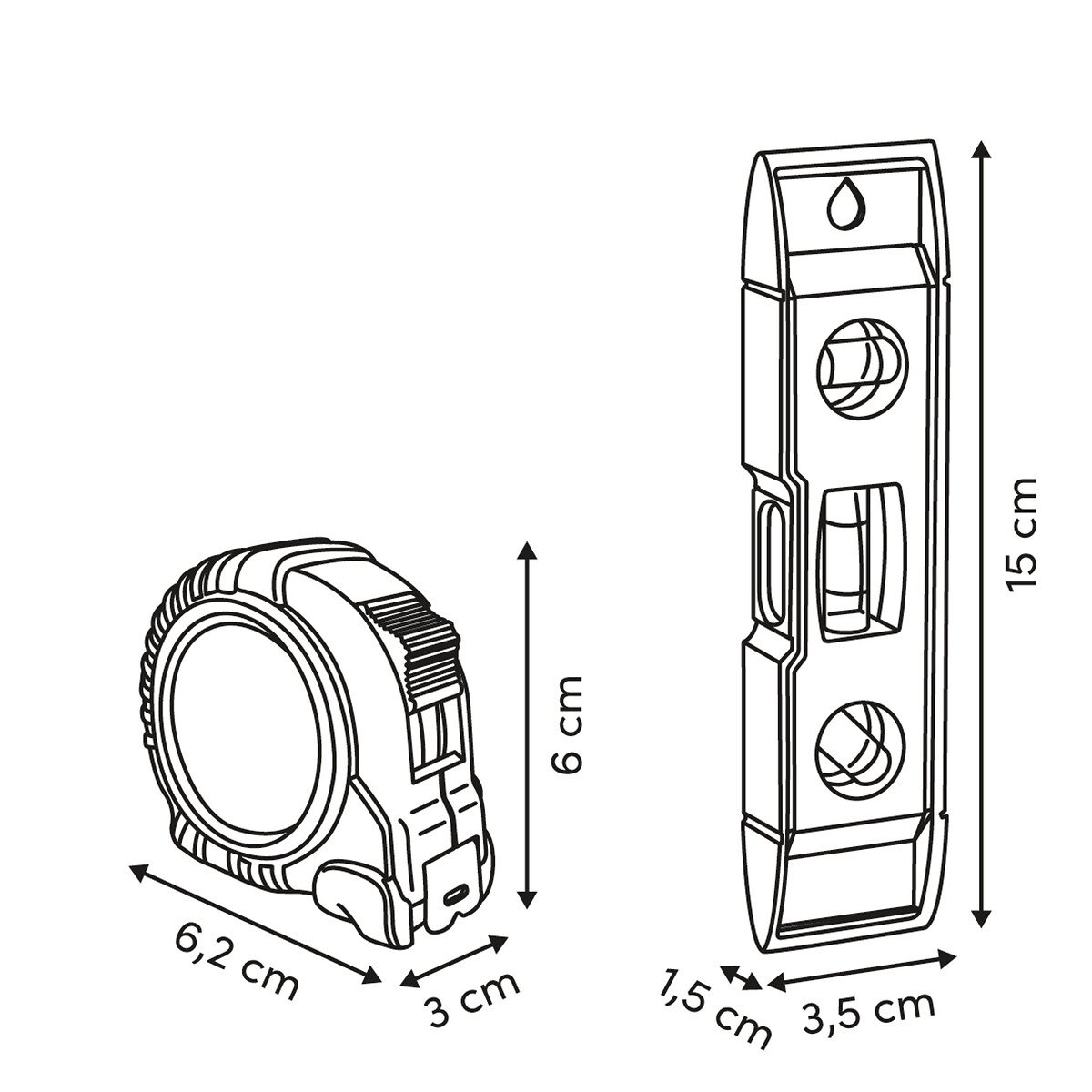 Fita M&eacute;trica 3M + N&iacute;vel Bolha 15cm
