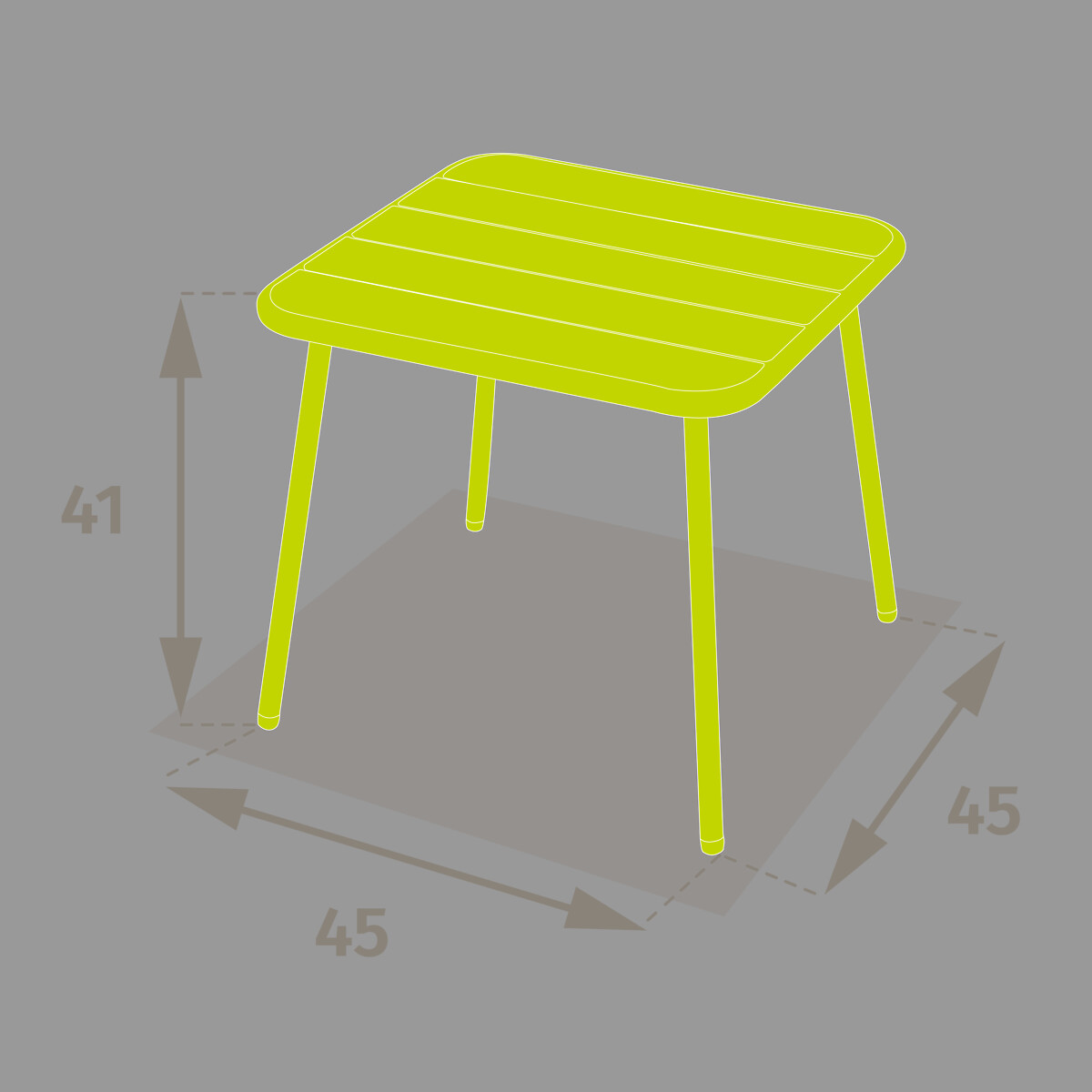 Mesa PHUKET cinza escuro em metal,  Mesa PHUKET cinza escuro em metal