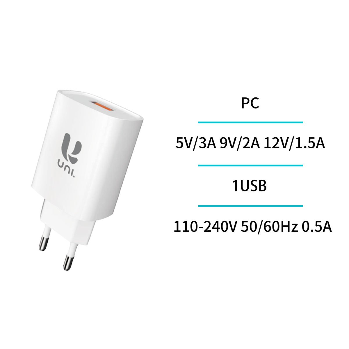 Carregador USB 18W Branco