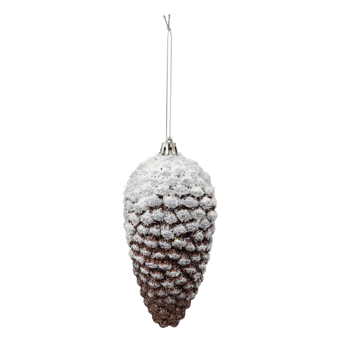 Pinha castanha com neve 14cm