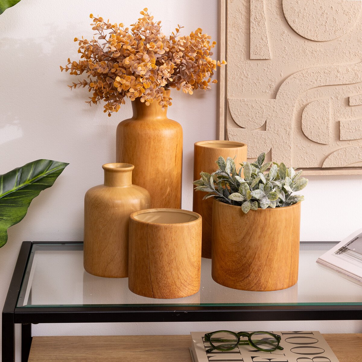 Vaso SOA em cerâmica efeito madeira 30cm