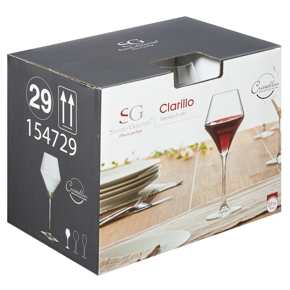 Copo de vinho CLARILLO de vidro cristalino 27cl
