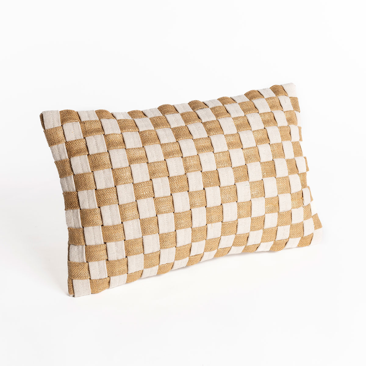 Almofada TRESOR castanha com quadrados 30x50cm