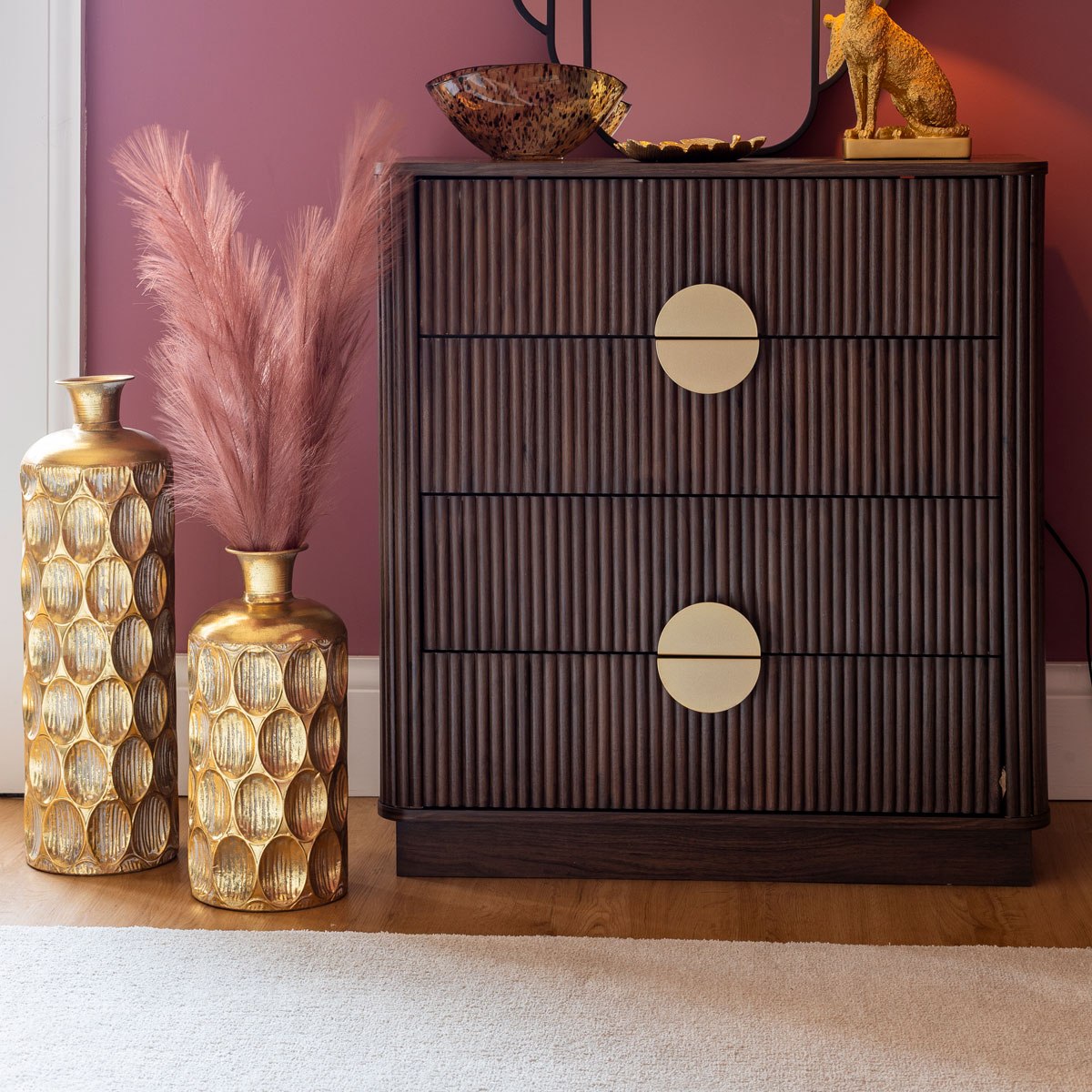 Cómoda com 4 gavetas WANY castanho escuro