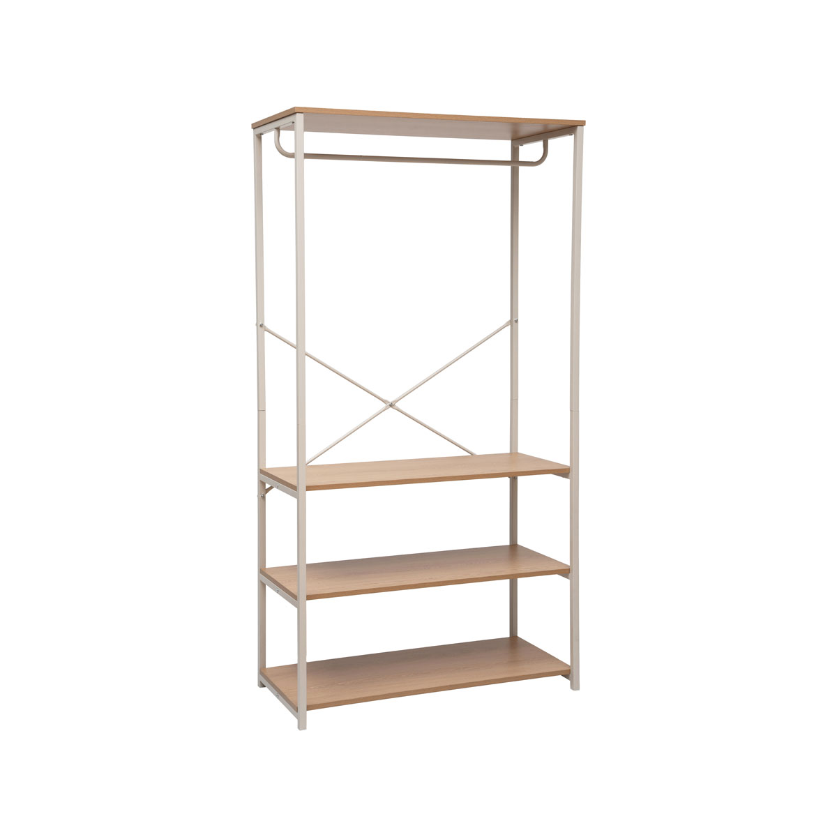 Roupeiro de metal bege com prateleiras 170cm
