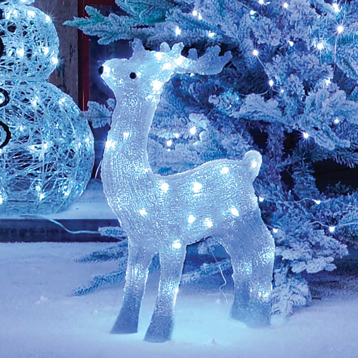 Rena branca com leds 45cm