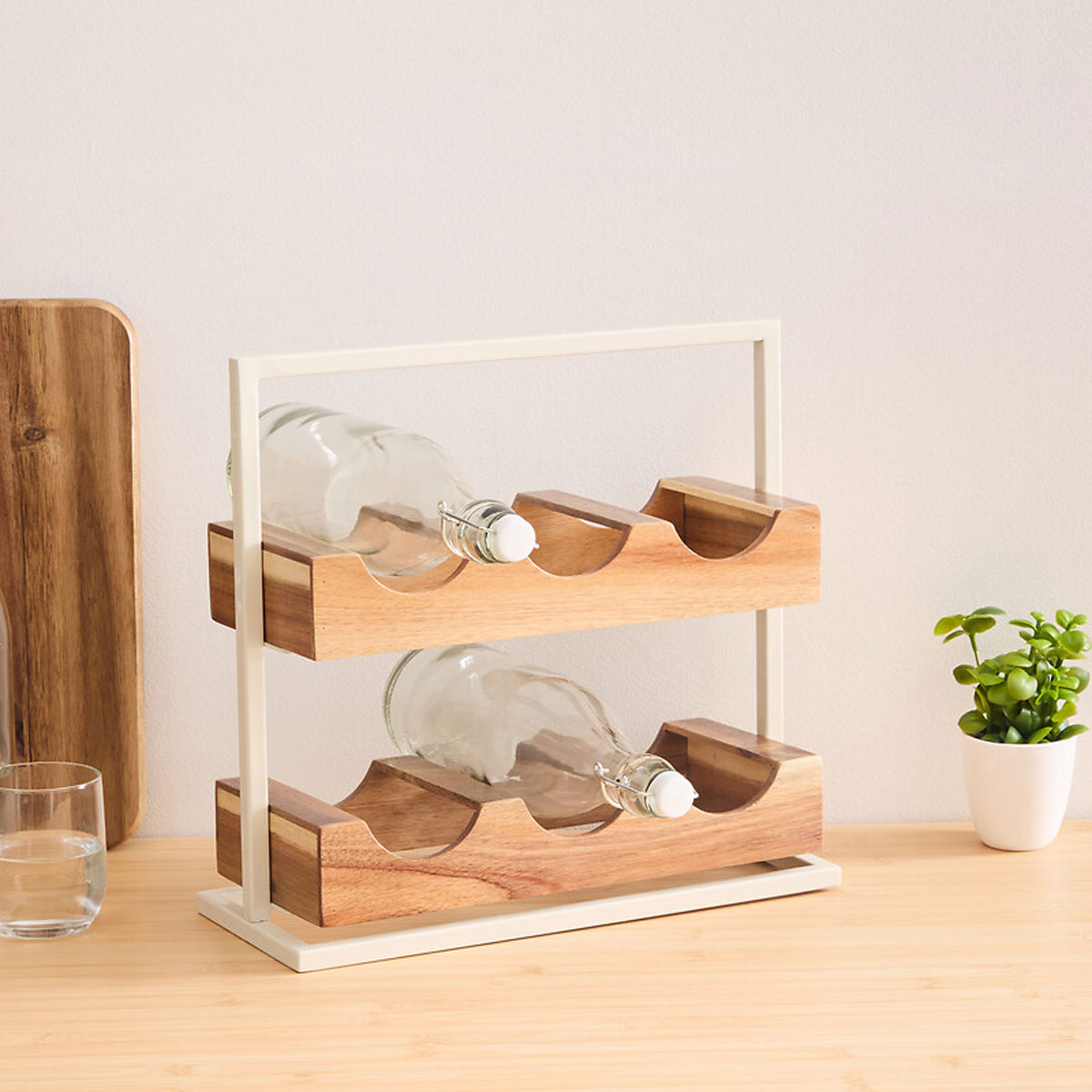 Garrafeira para 6 garrafas bege 35cm