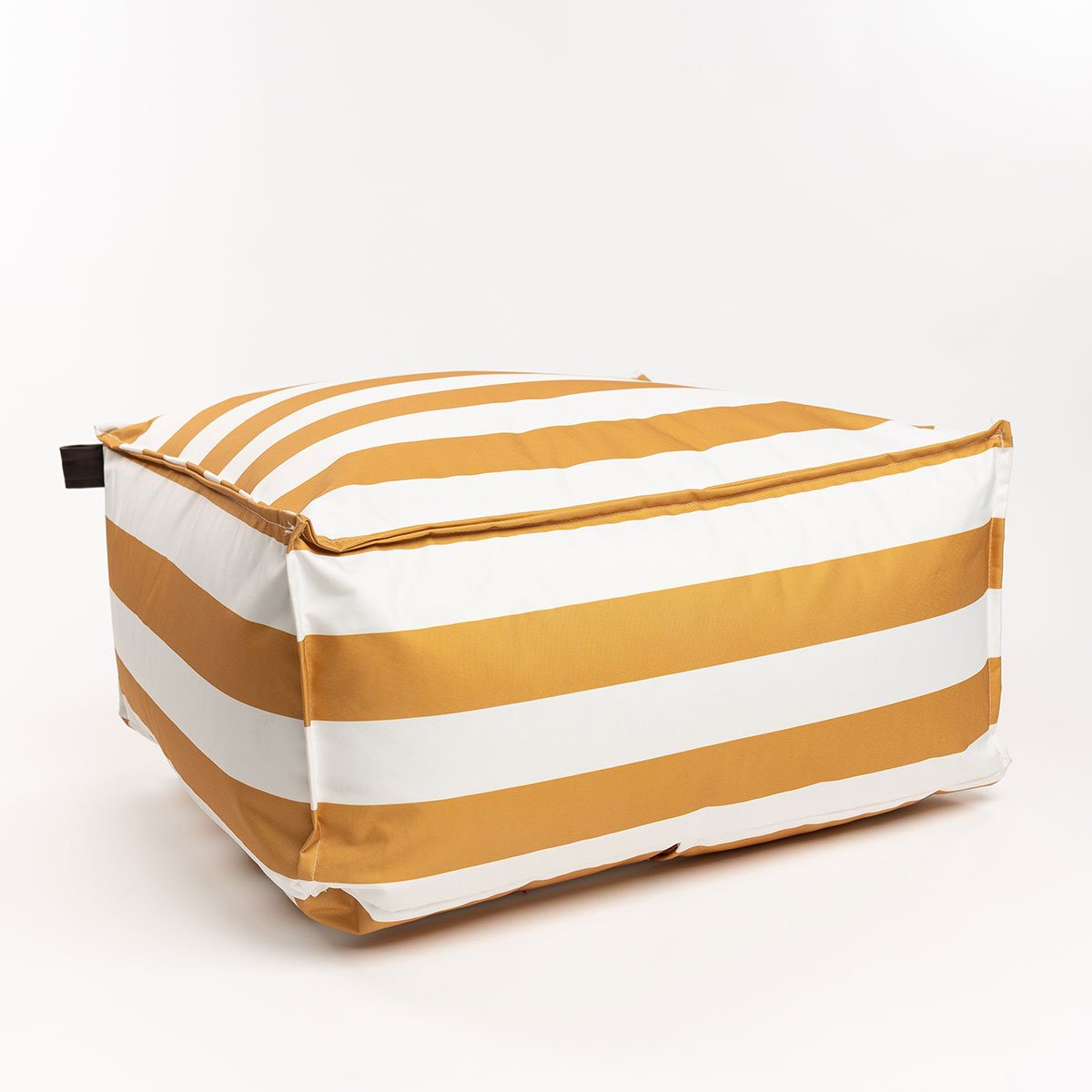 Pufe cubo impermeável riscas branco e amarelo