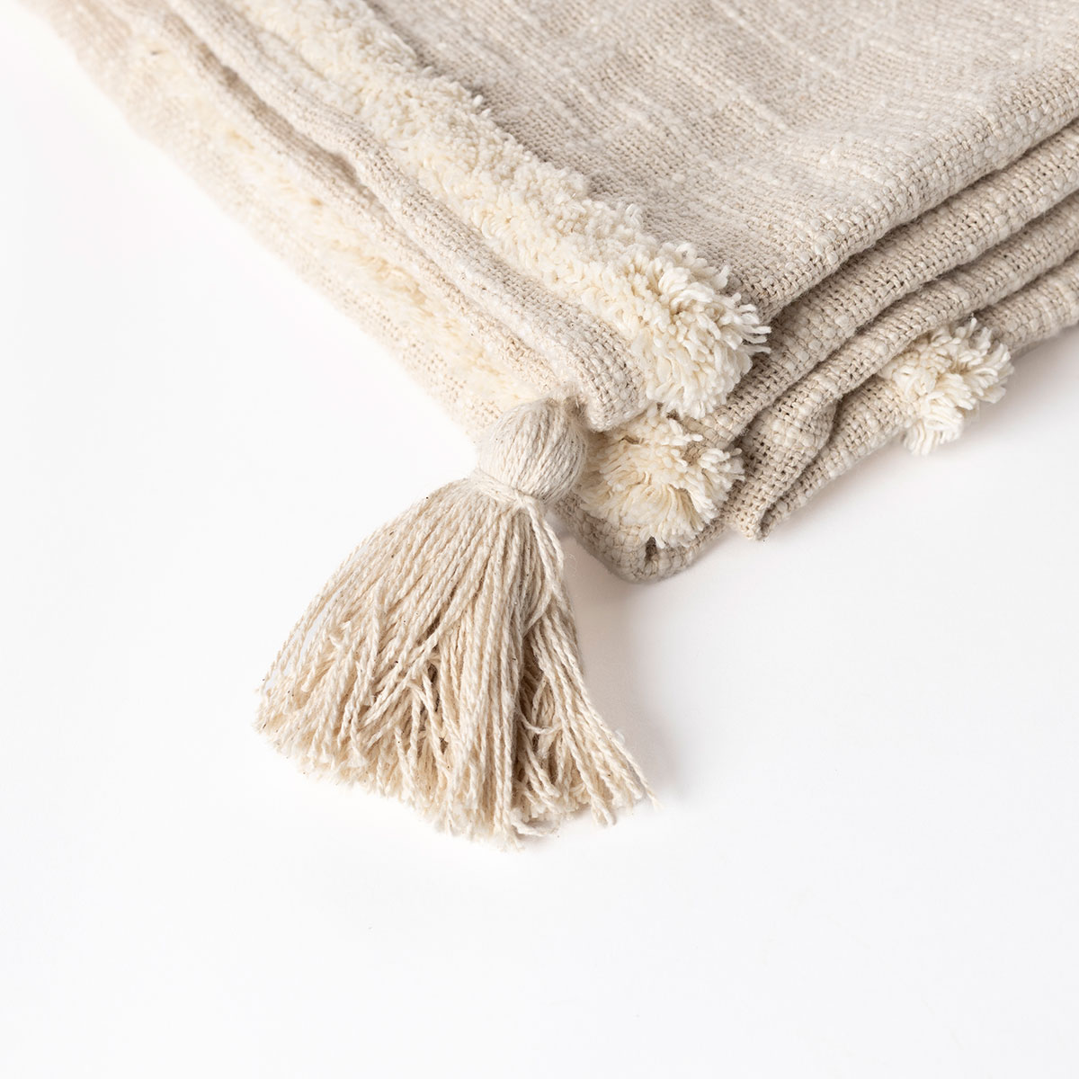 Manta AMANI bege em algod&atilde;o 130x170cm